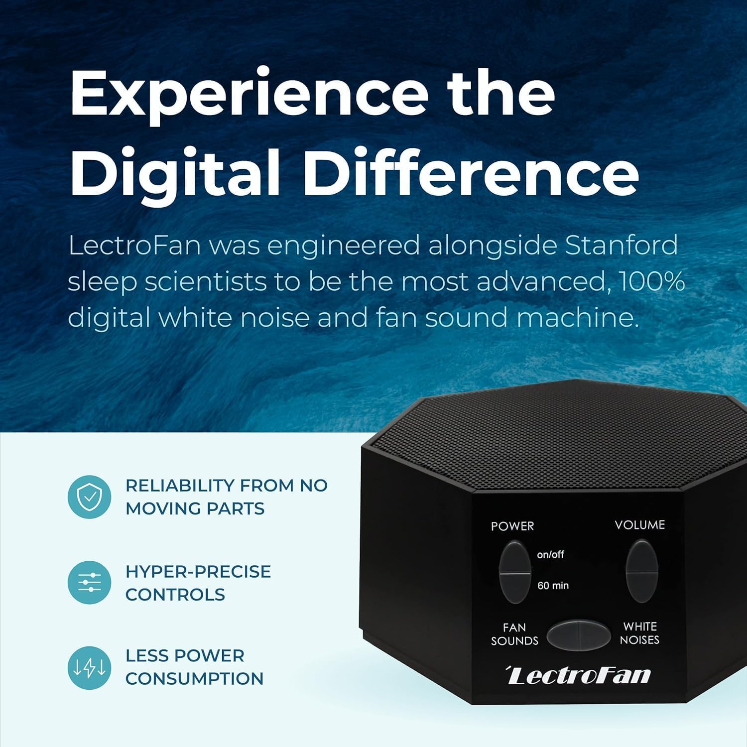Adaptive Sound Technologies LectroFan Classic, Global Power, Black | Global Power Edition Soothing Sound Machine for Sleep with a Built-in Sleep Timer, Compact Design, Relaxation Support - Image 2