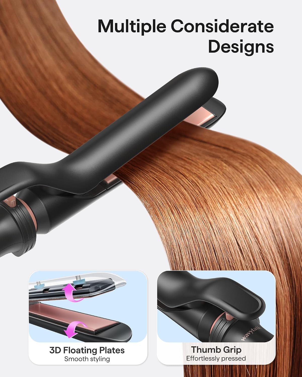 Wavytalk 5 in 1 Curling Iron with Thermal Brush,Flat Iron,Versatile Styling | Interchangeable Curling Iron Set(0.5”-1.25"), Ceramic Curling Iron, Less Damage, Fast Heating Wand Curling Iron, Dual Voltage - Image 5