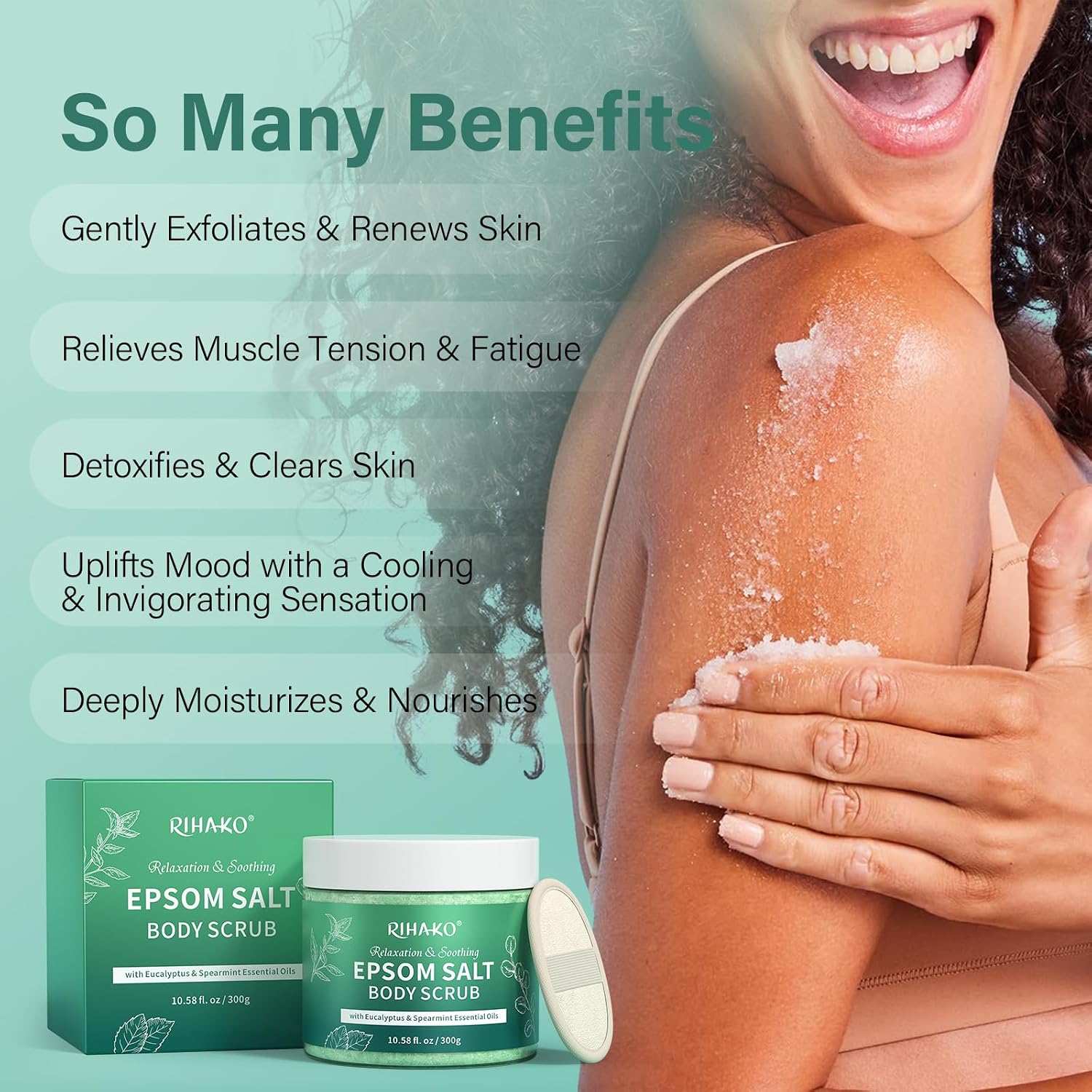 Eucalyptus Epsom Salt Body Scrub,Exfoliating detox body scrub,Relax & Relief with Eucalyptus & Spearmint Essential Oils, Deeply Nourishes for Smooth, Radiant Skin–Valentine’s Day Gift for Her/Him - Image 2
