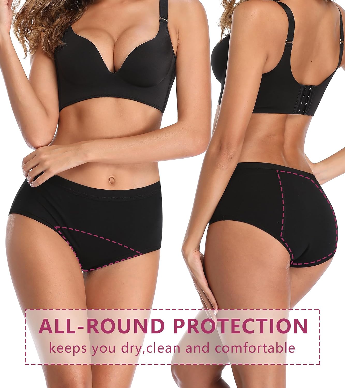 JojoQueen Period Underwear for Women Menstrual Panties Cotton Postpartum Easy Clean Teens Brief - Image 4