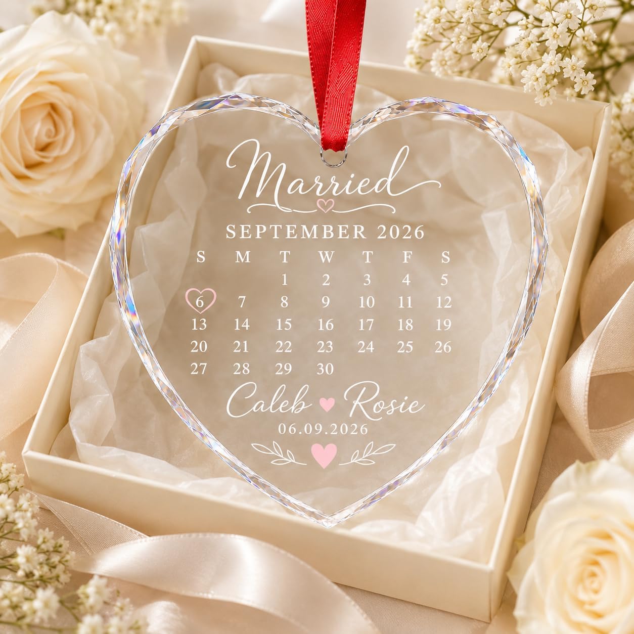 Mr Mrs Ornament - Christmas Wedding Gift for Husband, Wife - Merry & Married Glass Ornament - Our 1st Christmas Mr Mrs Gifts for Newlywed Couple, Bride, Groom - Image 4