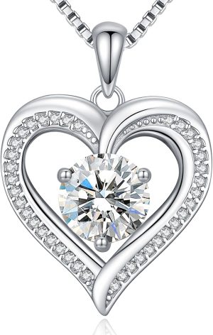 DALOJOE Moissanite Heart Necklaces ...