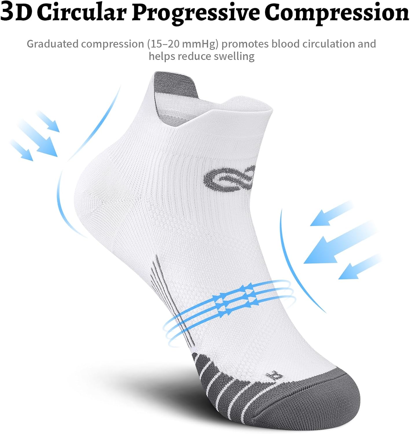 Compression Socks for Men Women Ankle Running Socks for Plantar Fasciitis | Low Cut Athletic Ankle Socks with Ankle & Arch Support for Running, Cycling, Golf, Work, Plantar Fasciitis Relief - Image 4