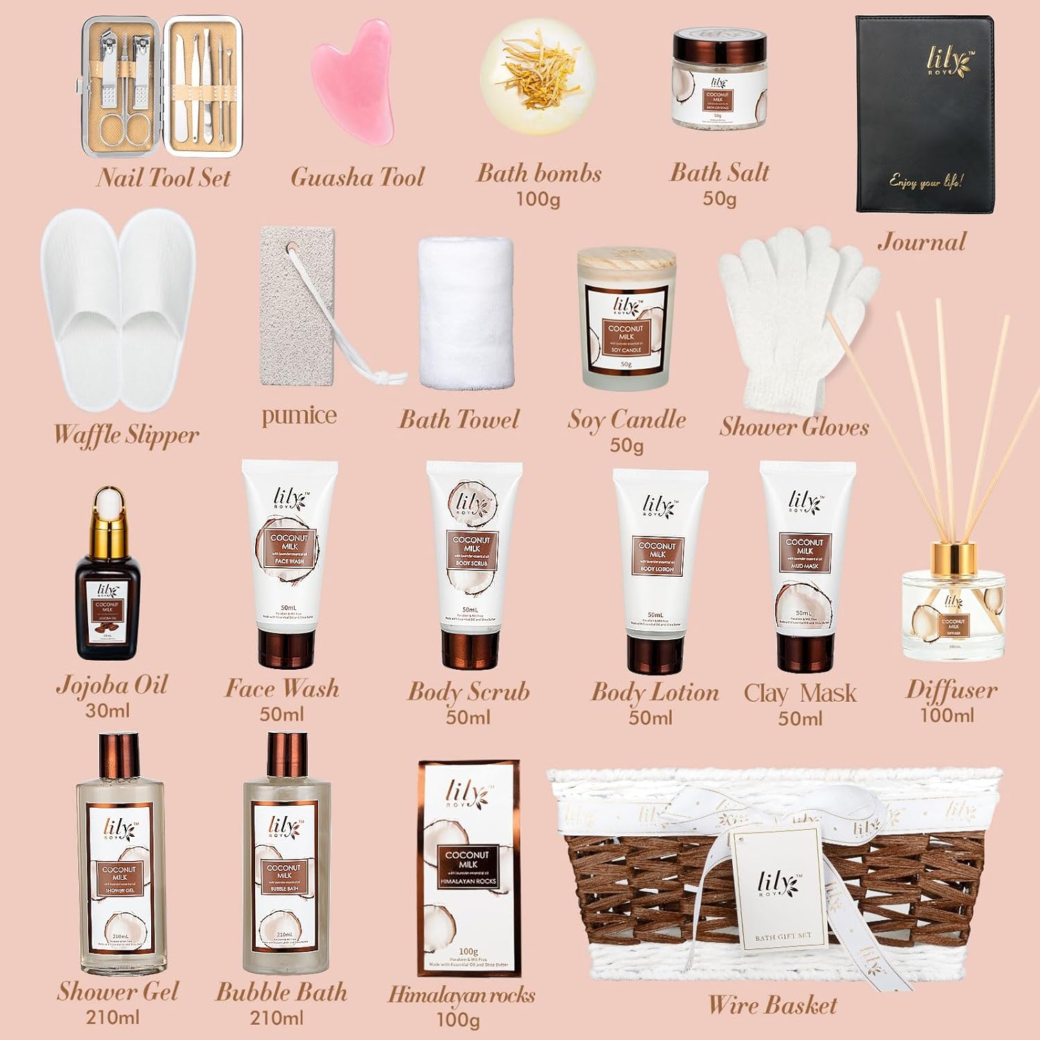 28Pcs Coconut Vanilla Spa Gift Basket - Skin Care Gifts Set for Women & Men | Women Gifts, Spa Kit, Spa Gifts for Mom & Dad, Christmas, Mother‘s Day, Valentine’s, Birthday. Hydrating for all skin types - Image 3