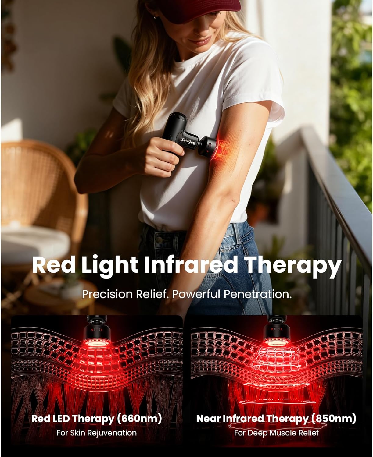 BOB AND BRAD Q2 Ultra Mini Massage Gun with Red Light Infrared Heating Head, Pocket-Sized Deep Tissue Massager for Muscle Therapy, HSA Portable Percussion Massage Gun for Pain Relief FSA Eligible - Image 2