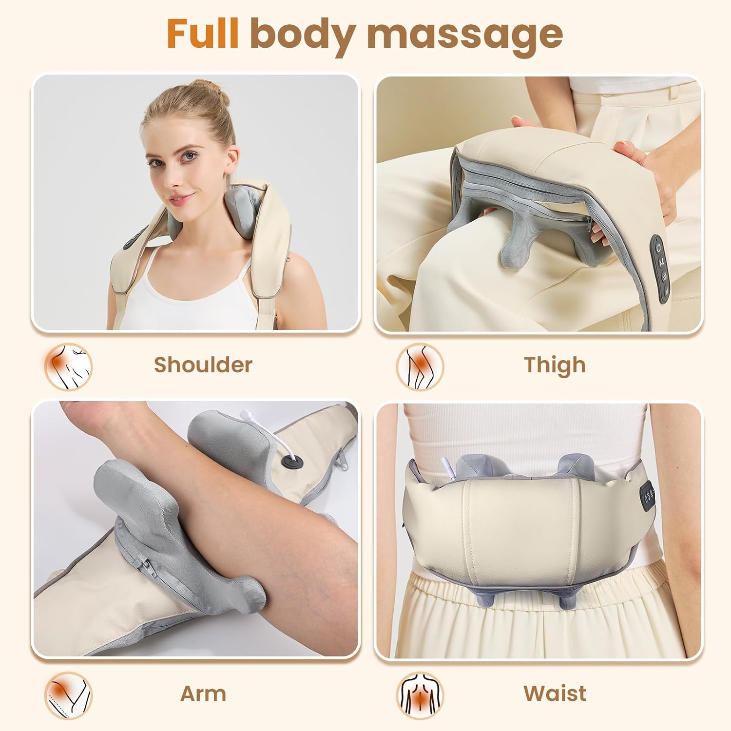 Wireless 4D Shiatsu Neck Massager with Heating Function, Deep Kneading Neck & Shoulder Massager Pillow for Pain Relief, for Back, Legs, Waist - Perfect Relaxation Gifts for Men Women - Image 7