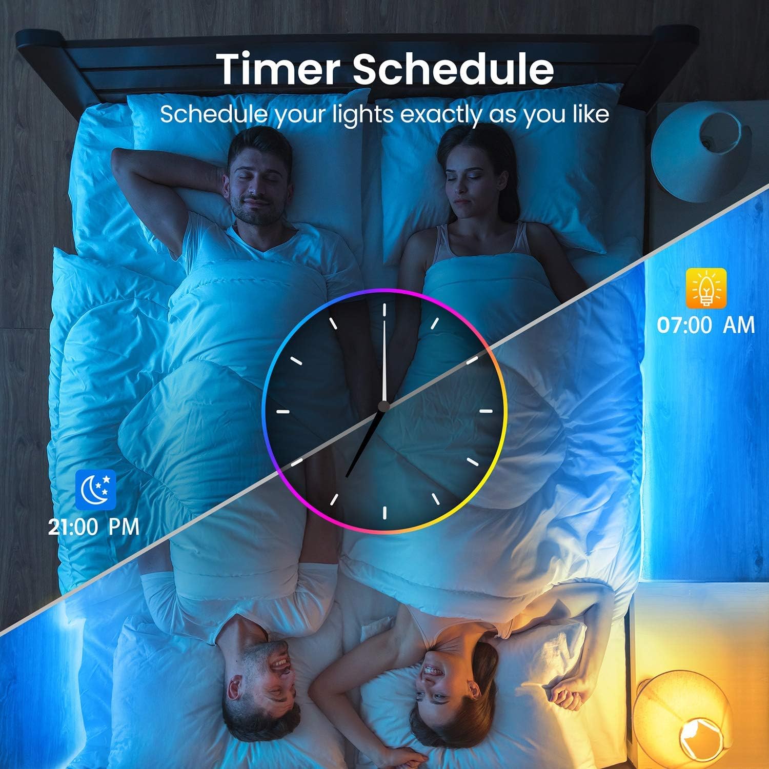 TJOY 50ft Smart Led Strip Lights for Bedroom, Alexa Led Light Strip,5050 RGB Color Changing Music Sync Led Lights Strip with App Remote,Multi-Color Wireless Led Lights for Bedroom (APP+Remote+Voice) | Music Sync, RGB Color Changing Lights for Room Decor(APP+Remote+Voice control) - Image 5