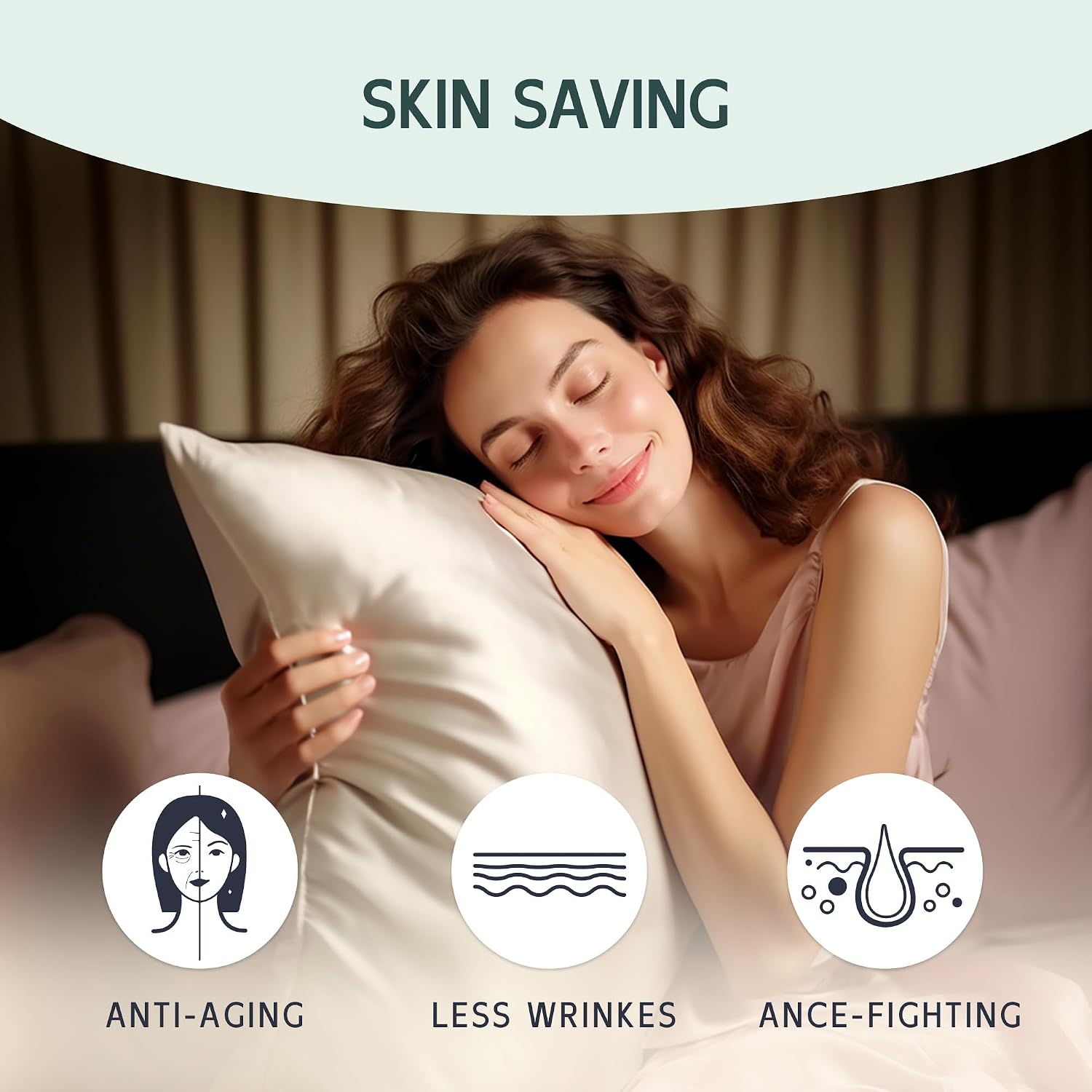 Mulberry Silk Pillowcase for Hair and Skin: 22 Momme 100% Pure Natural Silk Pillow Case with Hidden Zipper - 6A Grade Hypoallergenic Cool Pillow Cover for Sleep - 1 Pack White King Size with Gift Box - Image 3