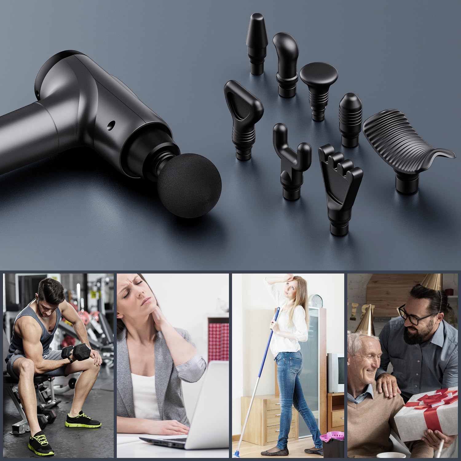 OLsky Massage Gun Deep Tissue 30 Speeds 9 Attachments Handheld (Grey) | Electric Muscle Massager, High-intensity Percussion, Massage Device for Pain Relief, Quiet and Powerful, Ideal for Recovery - Image 5