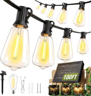 100FT Solar String Lights Outdoor W...