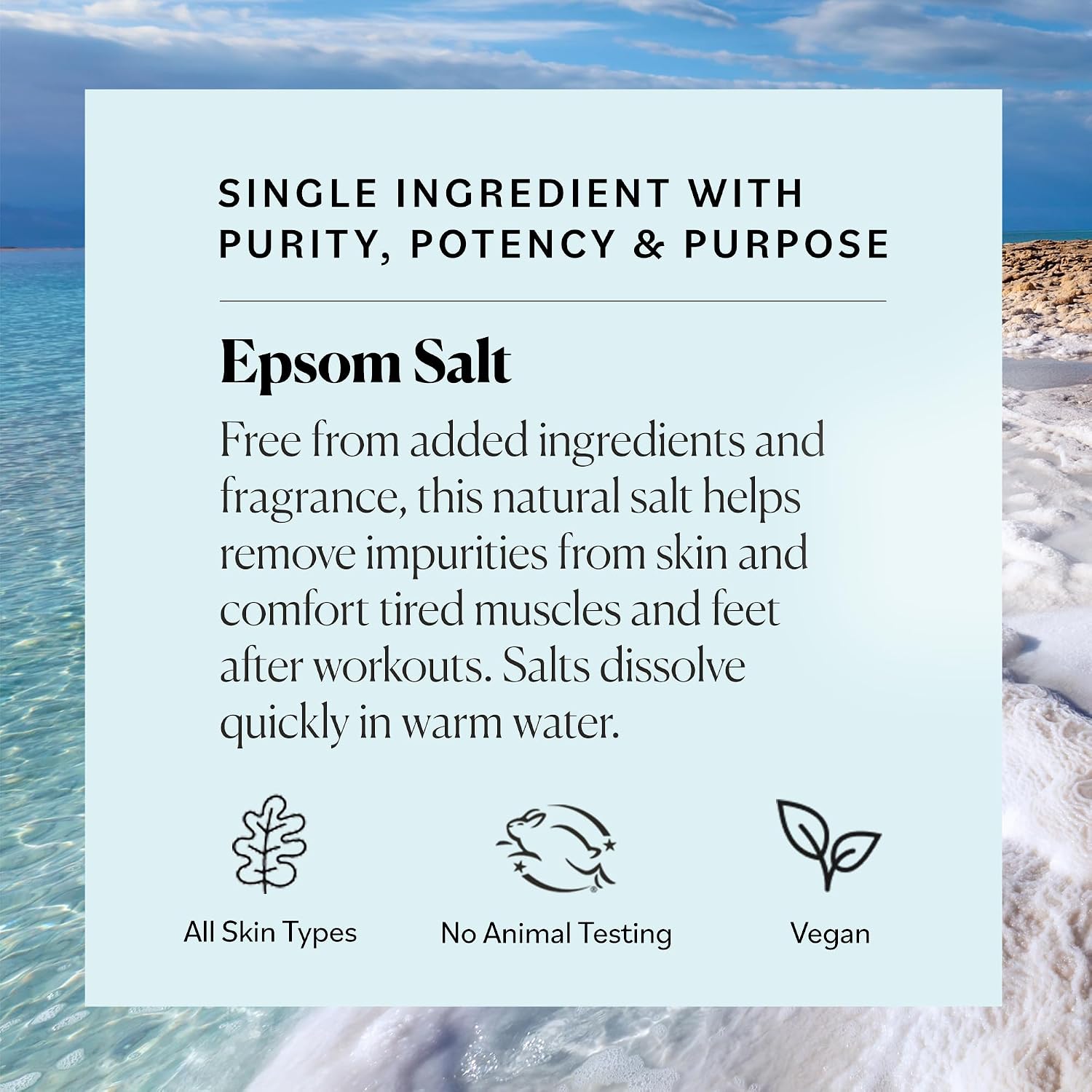 Sky Organics Epsom Salt Bath Soak 5 lbs, Magnesium Sulfate USP, Unscented | 100% Pure Medium Grain, Resealable Bag. Natural, Vegan & Cruelty Free Bath Salts. For Recovery Bath & Foot Soaks. Self Care. - Image 4