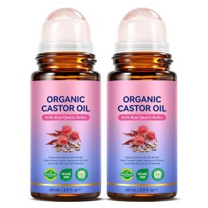 2PCS Castor Oil Rose Quartz Roller ...