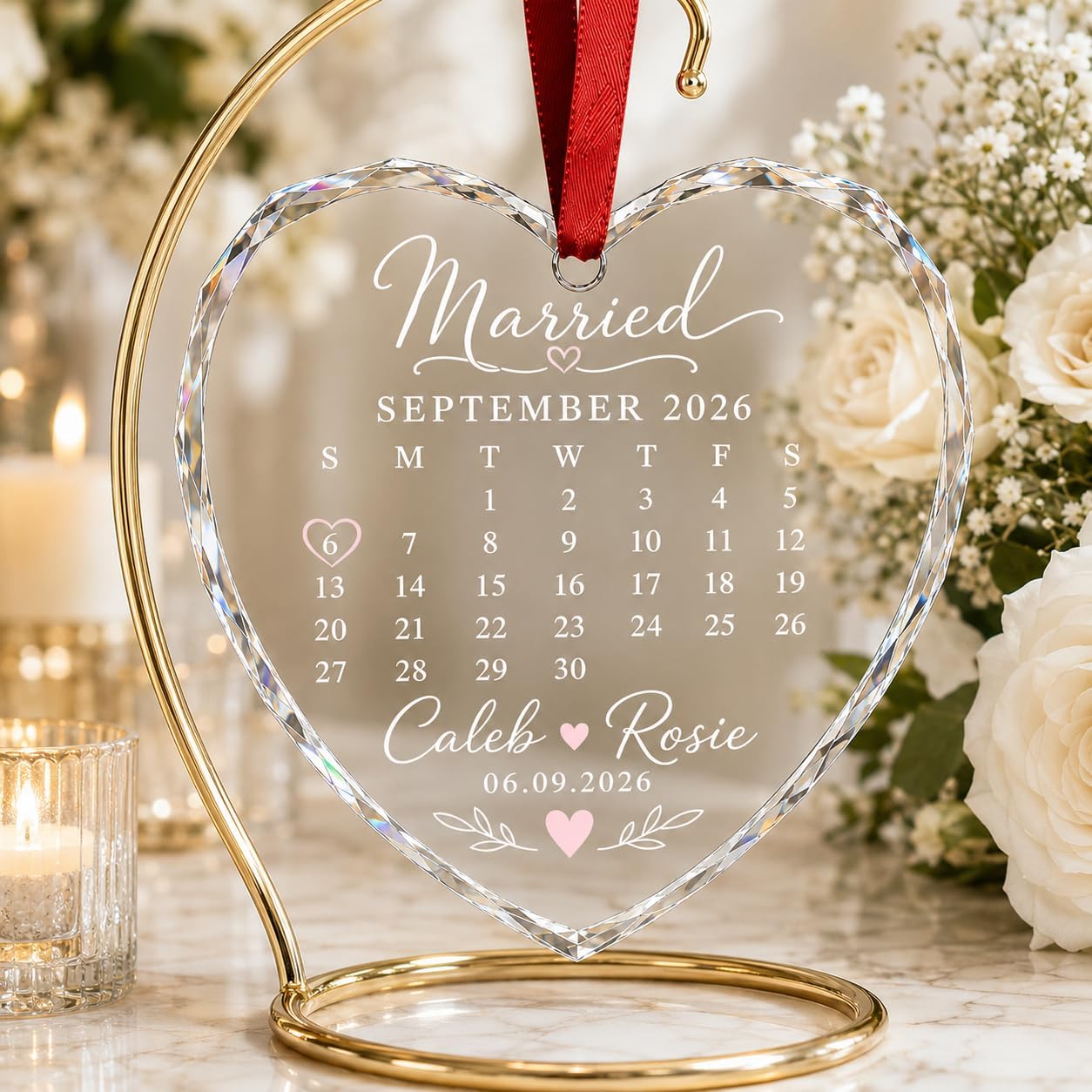 Mr Mrs Ornament - Christmas Wedding Gift for Husband, Wife - Merry & Married Glass Ornament - Our 1st Christmas Mr Mrs Gifts for Newlywed Couple, Bride, Groom - Image 3