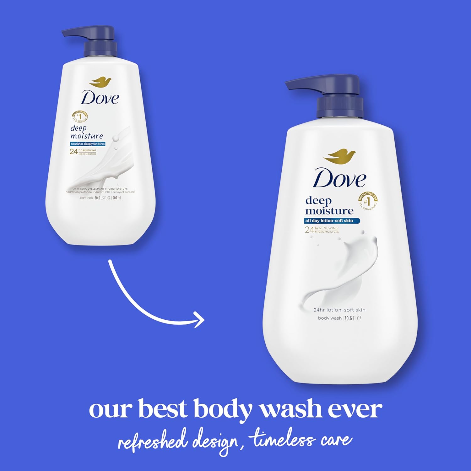 Dove Body Wash Body Wash Deep Moisture 30.6 oz Pump, Sulfate Free | Dove Deep Moisture Body Wash hydrates dry skin for 24 hours with a sulfate-free formula and MicroMoisture technology. - Image 4