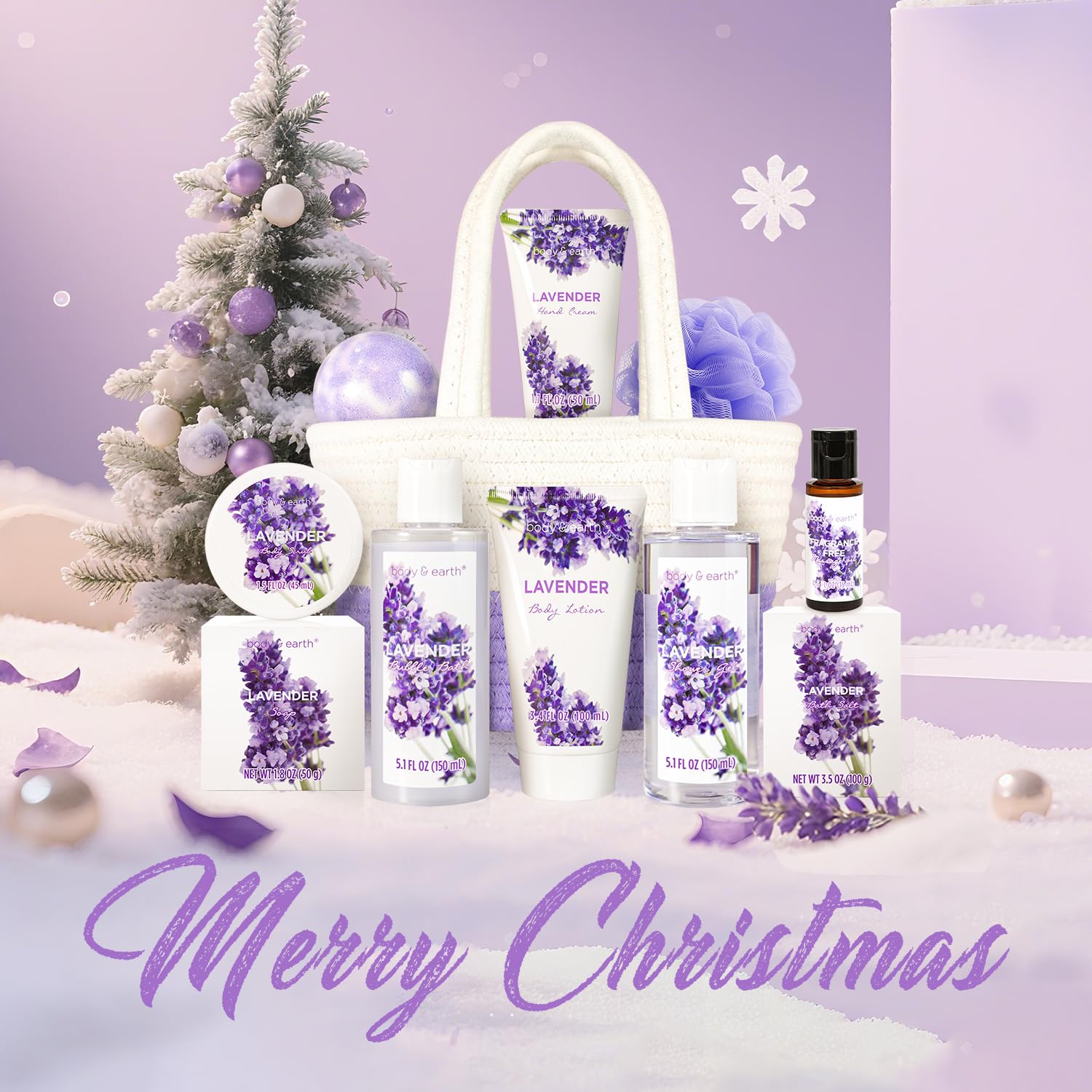 BODY & EARTH Spa Gift Baskets for Women 11pcs Lavender Gift Sets with Bubble Bath, Shower Gel, Body Lotion, Mom Birthday Gifts, Spa Kit, Purple Gift for Her, Christmas gifts - Image 9