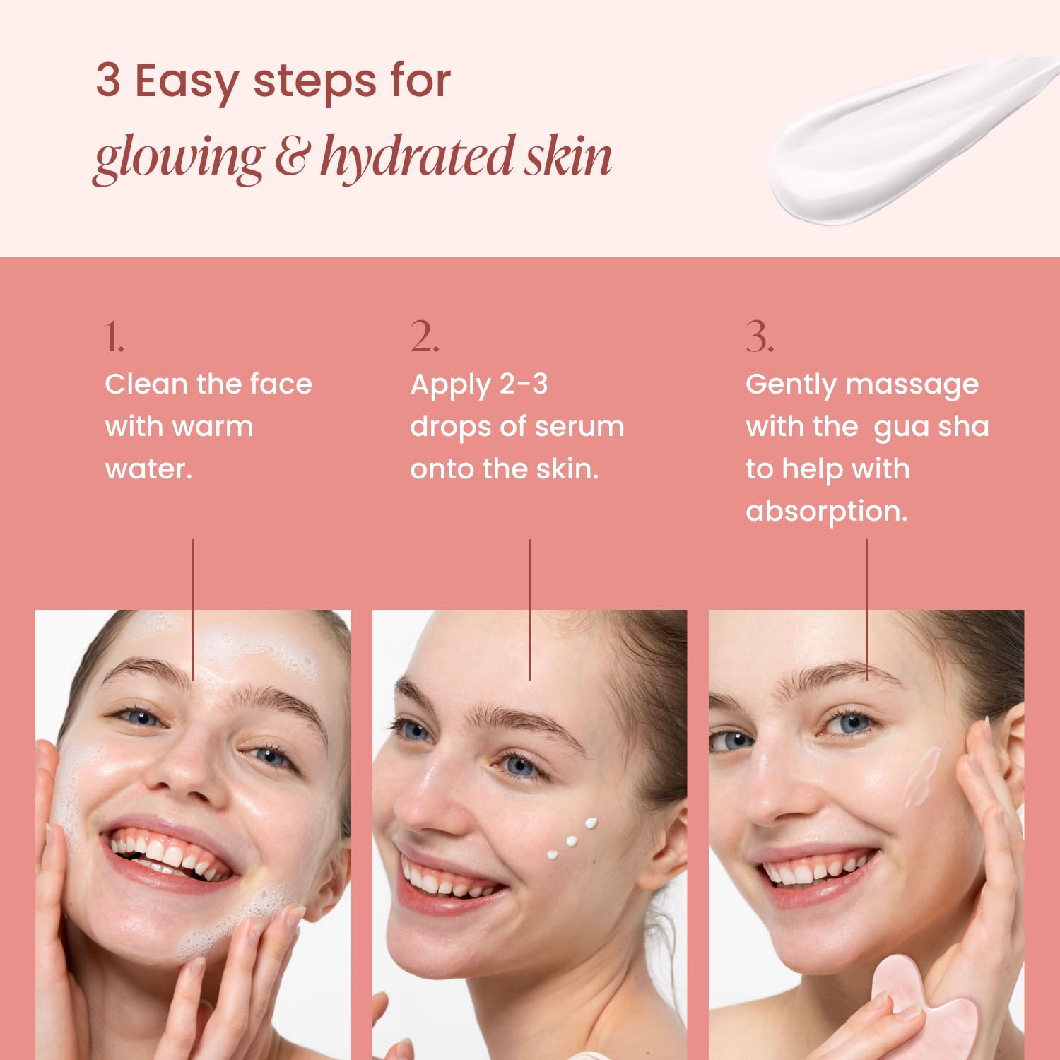 PLANTIFIQUE Massage Set: Rose Quartz Gua Sha & Vitamin C Face Serum Korean | Face Serum with Collagen and Peptides for Hydrated & Glowing Skin (1.01 fl.oz), Skincare Gifts for Women, Moms, Teens - Image 5