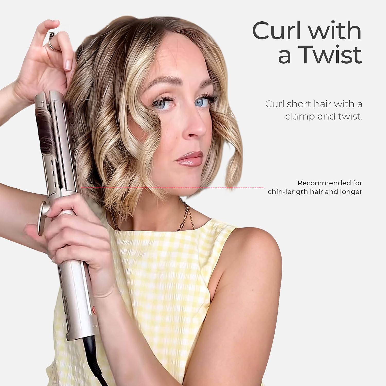 TYMO Dual-Size Cooling Airflow Flat Iron Curling Iron 1 1/2 Inch to 2 Inch, AIRQ Hair Straightener and Hair Curler in One, Beach Waves Ionic Curling Wand Curler, Nano Titanium, Dual Voltage, Gold - Image 9