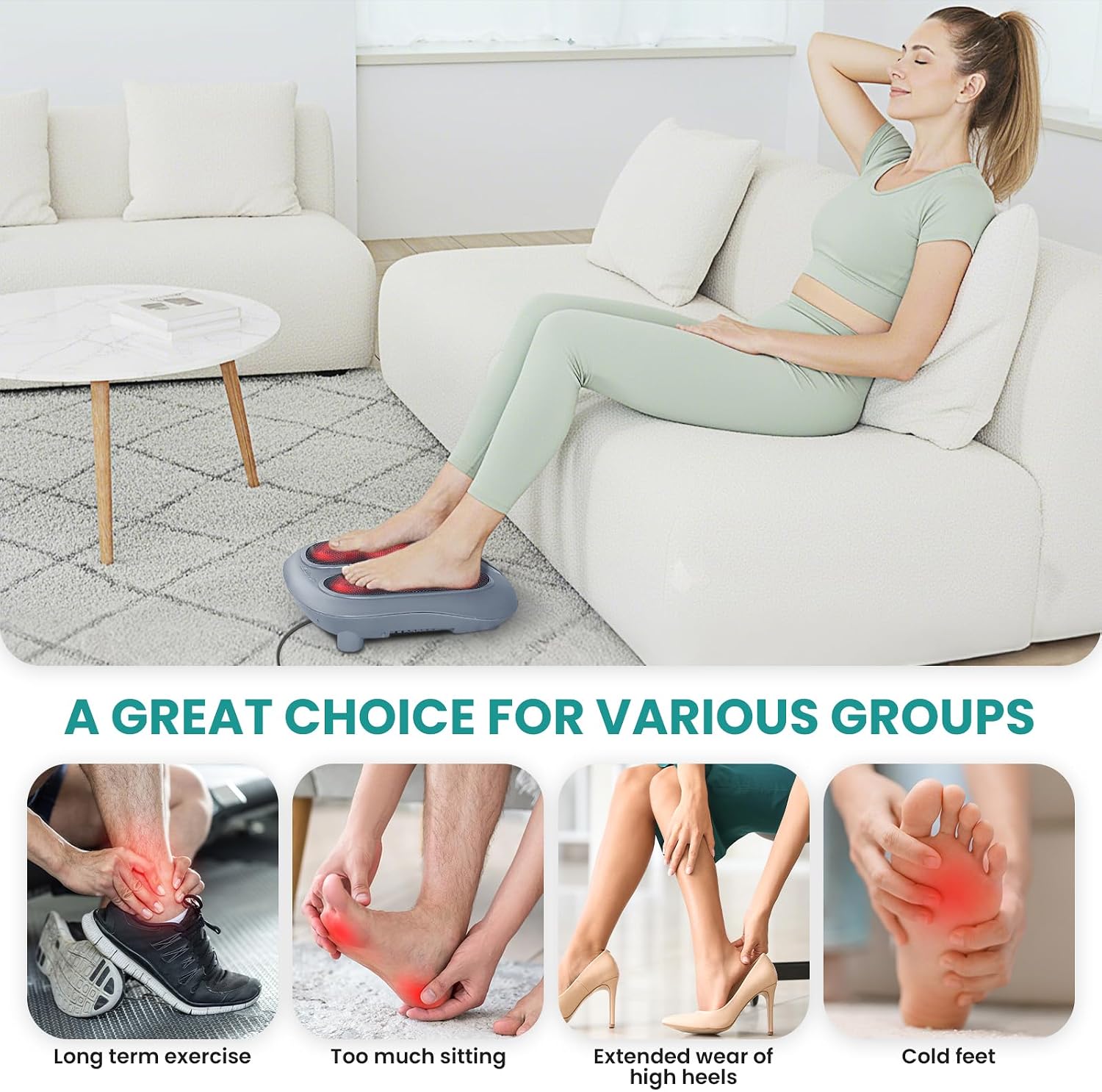 Nekteck Shiatsu Foot Massager with Heat for Plantar Fasciitis | HSA Eligible FSA Heated Electric Kneading Foot Massager Machine, Heat Function and Power Cord, Idea Gifts for Him Her Man - Image 7