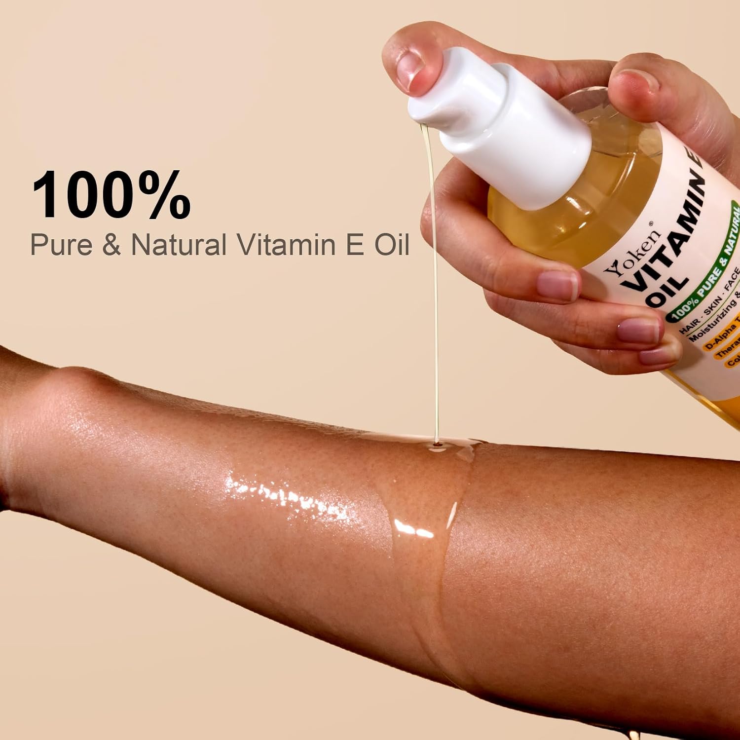 Yoken Vitamin E Oil for Skin Face Body 8 Oz Cold Pressed Vitamine Body oils | Pure D-Alpha Tocopherol Liquid Nails Vit e Women Moisturizing Dry Skin Unscented Carrier Oil Hydrate Hexane Free After Shower - Image 2