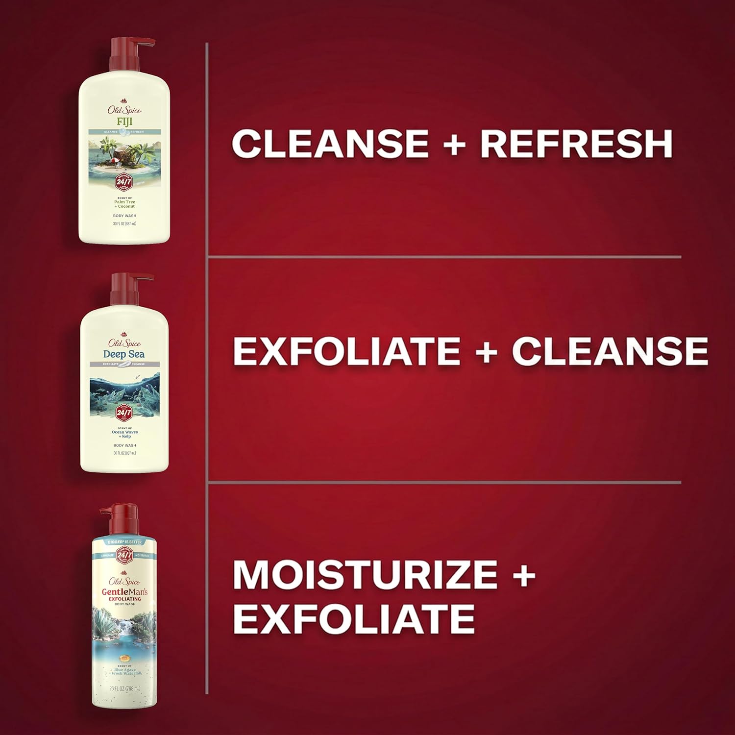 Old Spice GentleMan's Exfoliating & Moisturizing Body Wash for Men, 24/7 Shower Fresh with Long Lasting Scent, Renewing Vitamin B3 Blend, Sandalwood + Aloe Vera Scent, 26 oz - Image 8