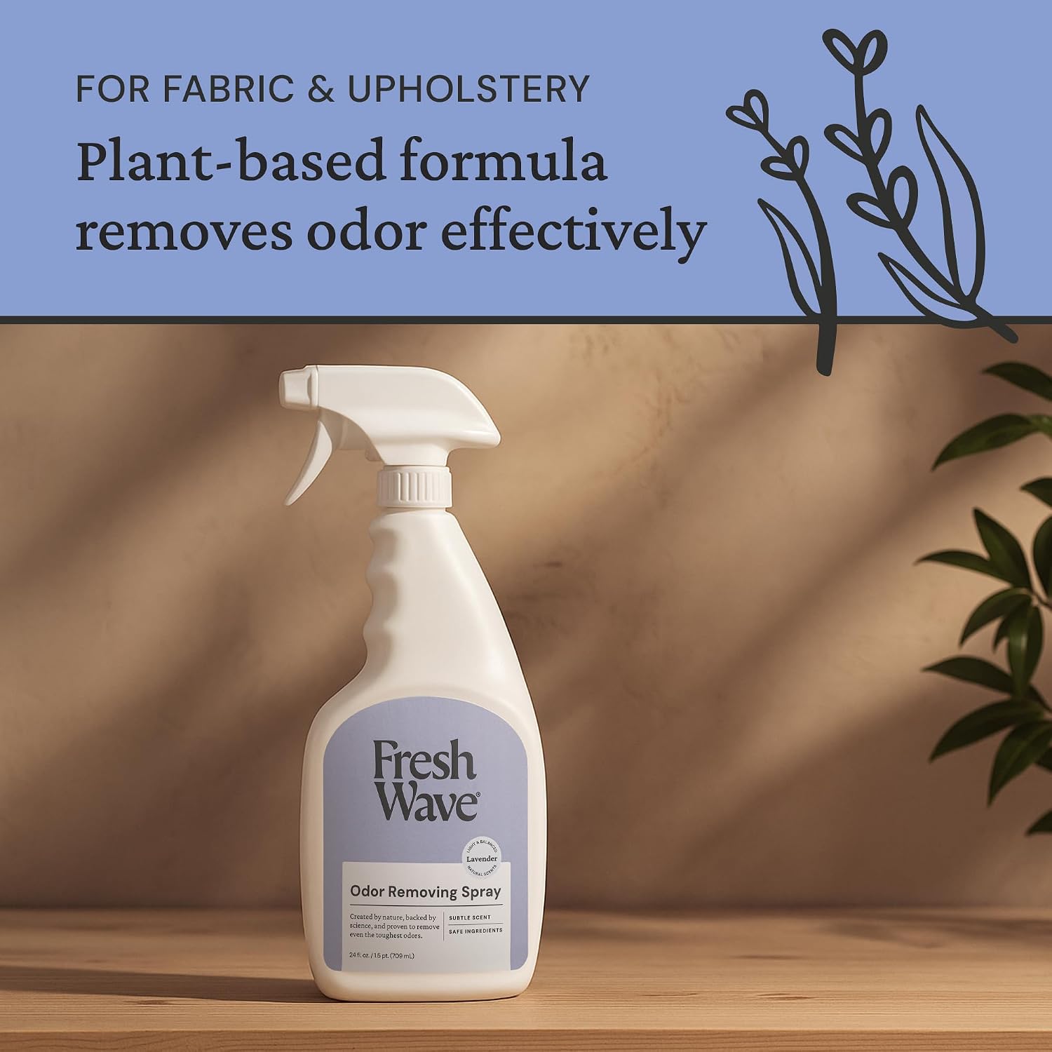 Fresh Wave Odor Eliminator Spray for Room & Fabric, 24 oz, Lavender | Plant oil and water formula, Pet safe air freshener, Furniture spray deodorizer, Bathroom and trash can use - Image 4