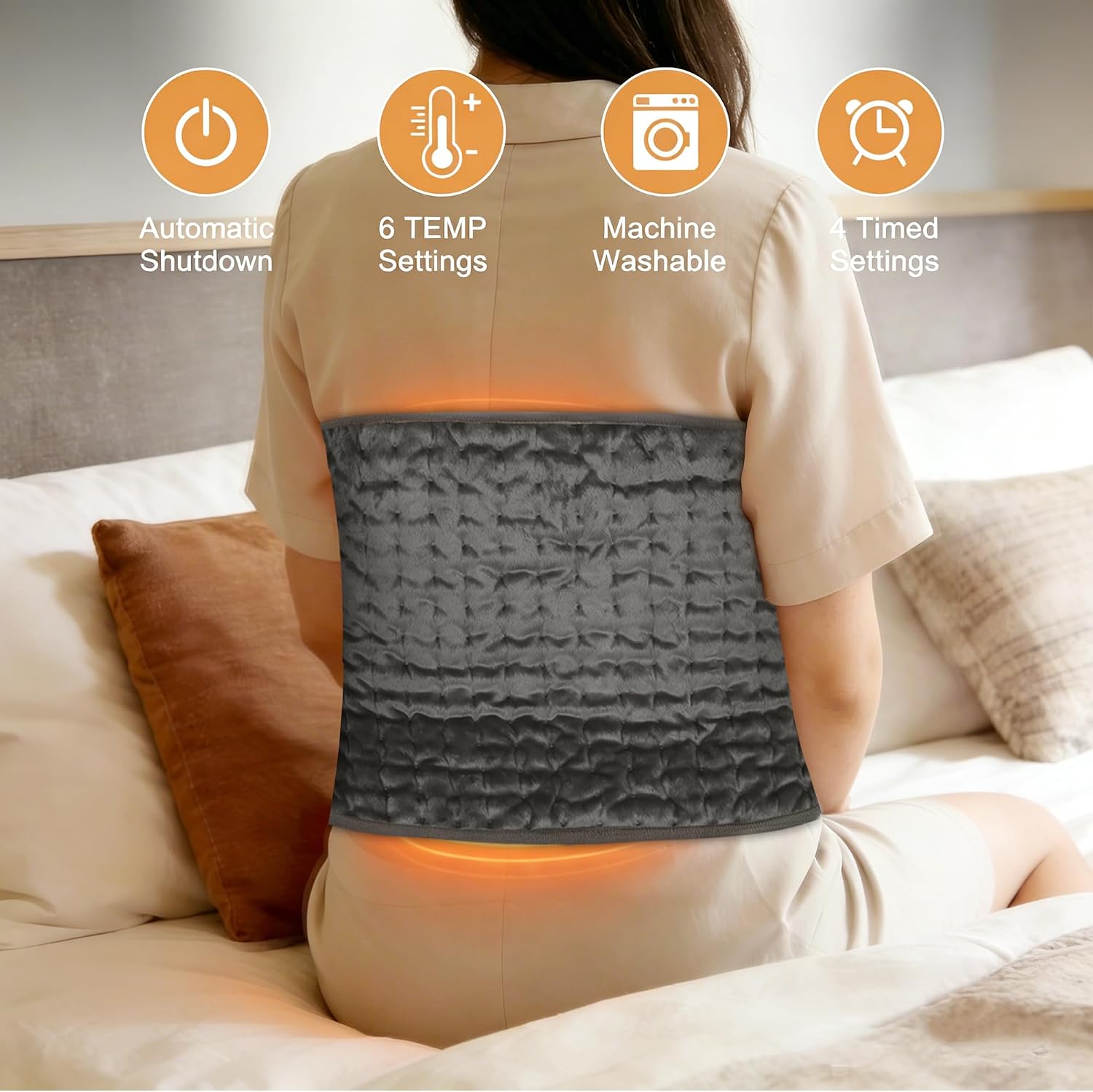 Electric Heating pad with 6 Heat Settings, Auto Shut Off, Dry Electric Heating for Back Neck Knee Arms Legs Shoulder Heat Pads for Christmas Birthday Father Mother's Day 24"X12", Gray Green - Image 2