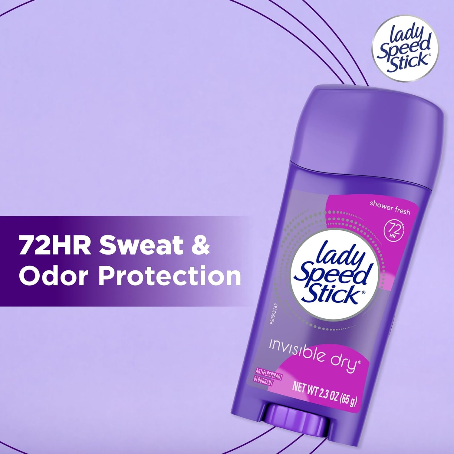 Lady Speed Stick Antiperspirant Deodorant for Women, 72 HR Sweat & Odor Protection, Invisible Dry, Shower Fresh Scent, 2.3 oz Stick (4 Pack) - Image 2