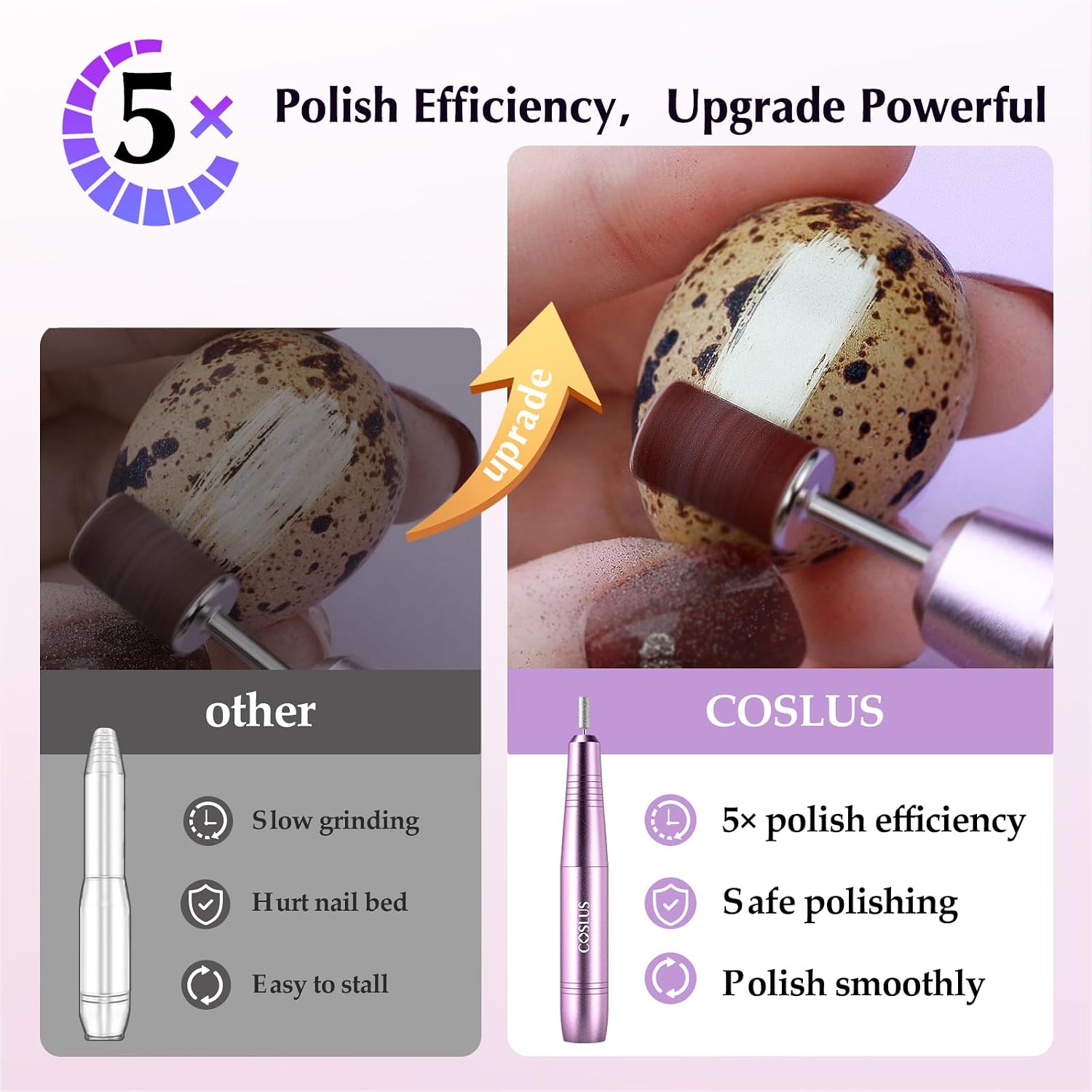 COSLUS C40 Electric Nail Drill Professional, Precise Dial Speed Control | Nail File Machine for Acrylic Gel Dip Powder Removal, Compact Manicure Tools, Beginner-friendly Polishing Set, Home - Image 2