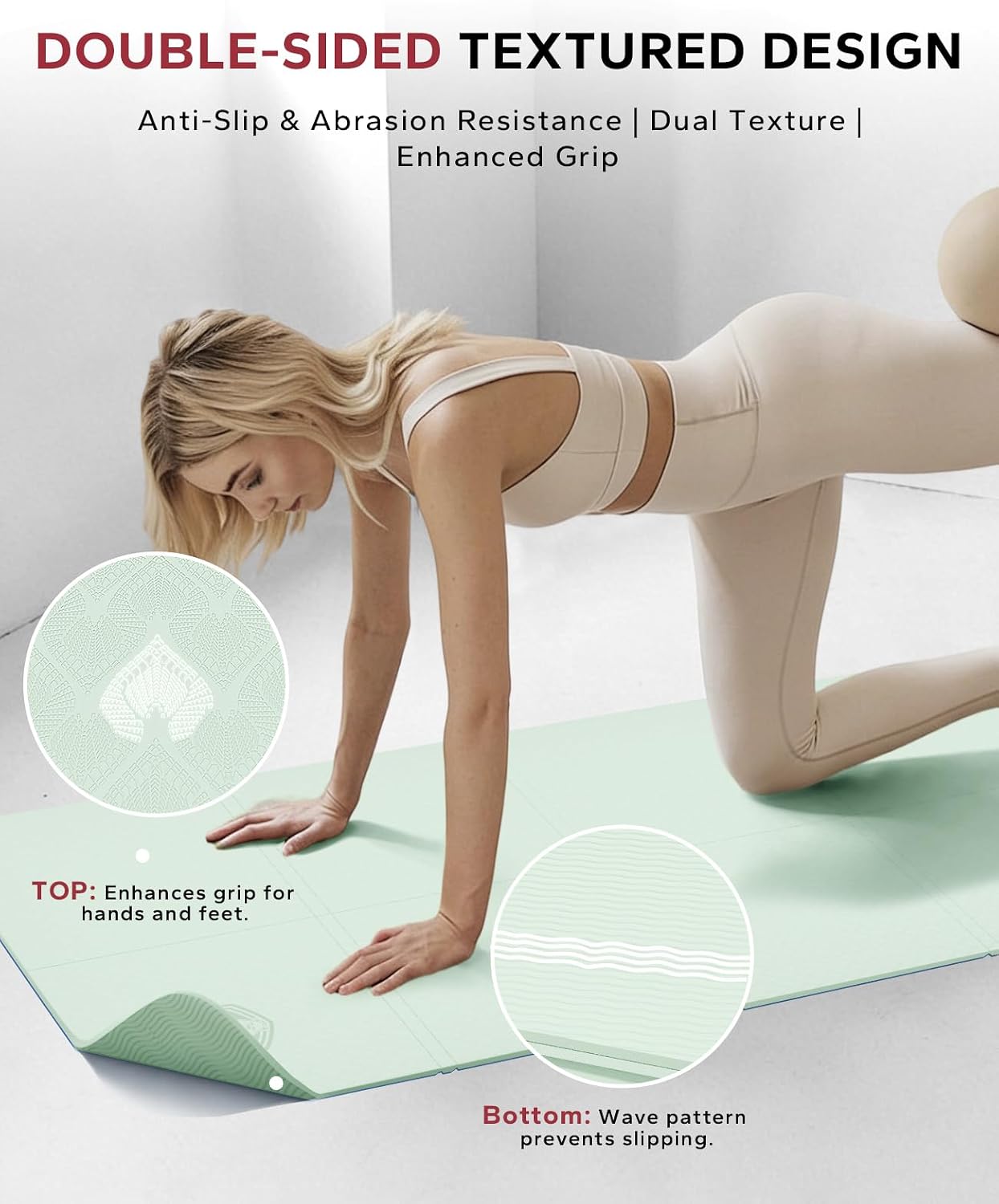 HAPBEAR Foldable Yoga Mat - 72"x24"x0.24" (6mm), Non-Slip TPE Exercise Mat | Ideal for Home Workout, Yoga, Pilates, Stretching & Travel, Durable & Eco-Friendly, Includes Carry Bag - Image 3