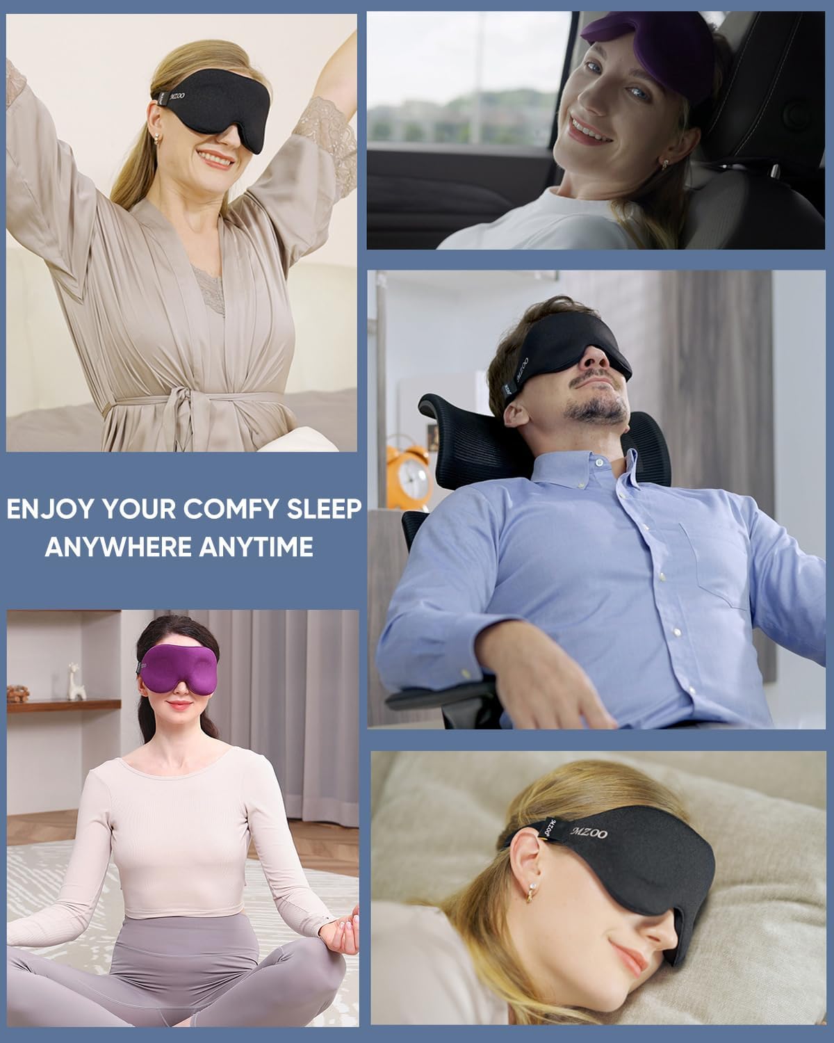 MZOO Luxury Sleep Mask for Women Men Patented Light Blocking Design | Zero Eye Pressure, 3D Contoured Sleeping Mask for Side Sleeper, Breathable, Adjustable, for Travel, Black - Image 7