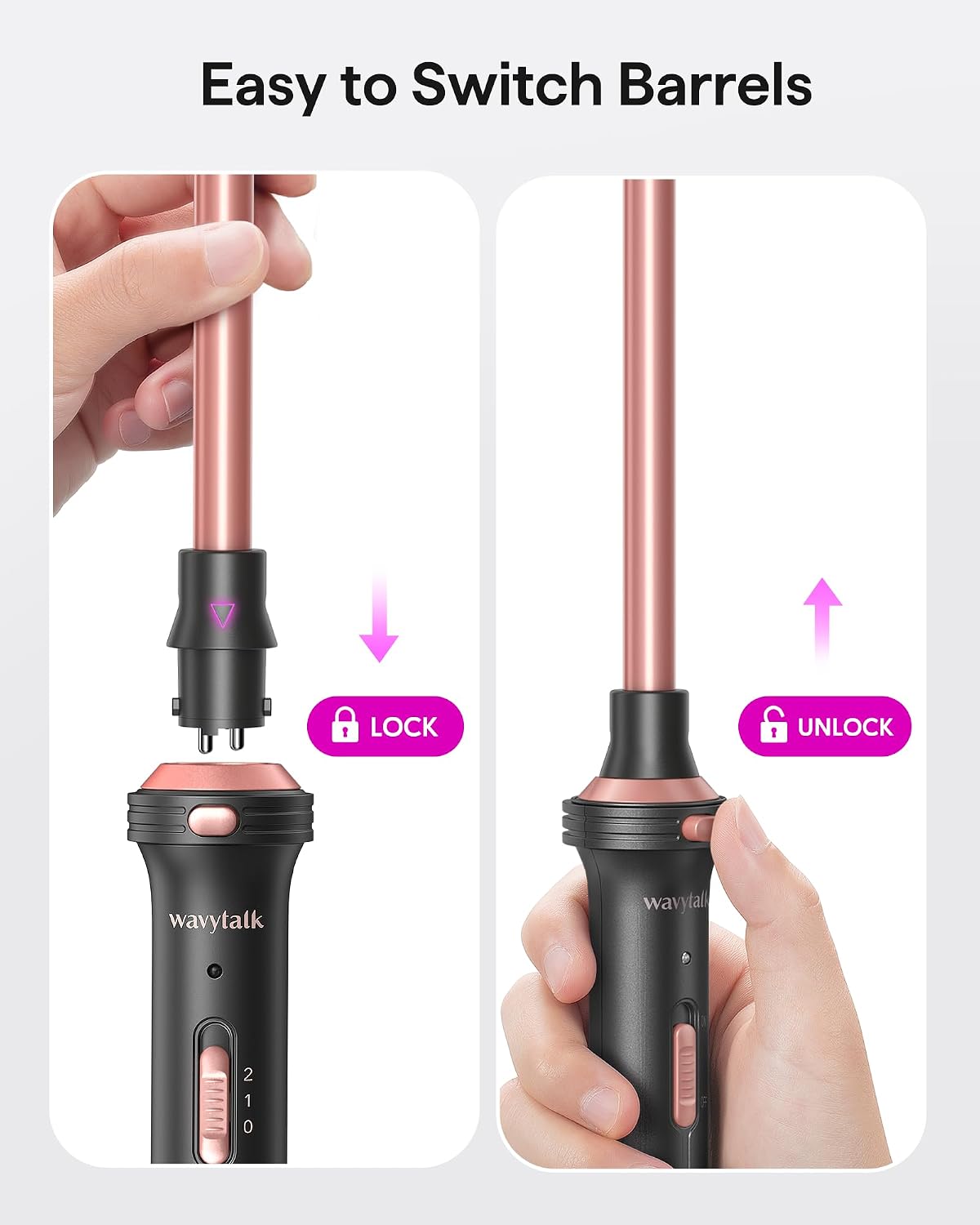 Wavytalk 5 in 1 Curling Iron with Thermal Brush,Flat Iron,Versatile Styling | Interchangeable Curling Iron Set(0.5”-1.25"), Ceramic Curling Iron, Less Damage, Fast Heating Wand Curling Iron, Dual Voltage - Image 8