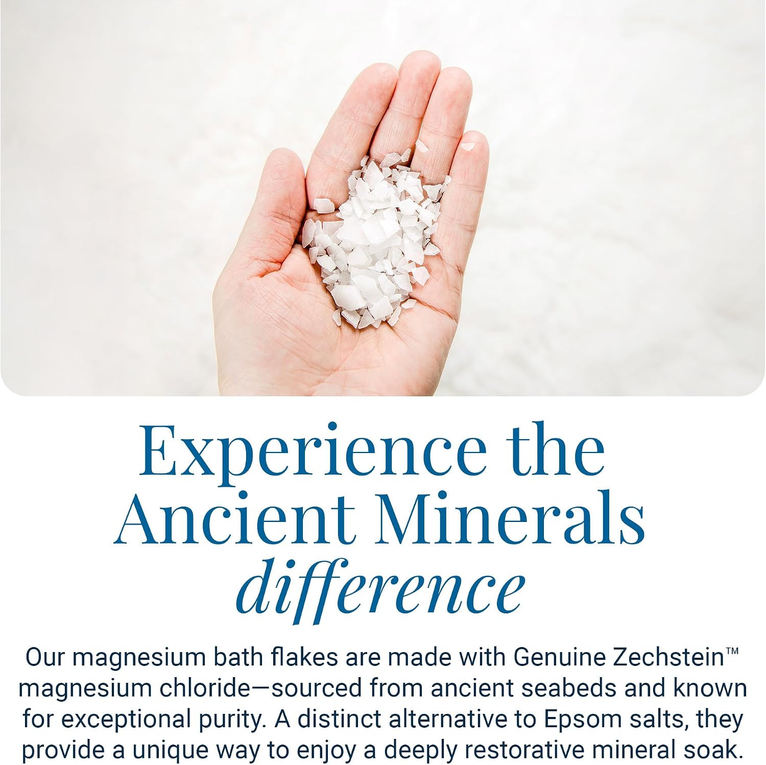 Ancient Minerals Magnesium Bath Flakes, Epsom Salt Alternative, 1.65lb | Pure Zechstein magnesium chloride flakes for soaking & whole-body replenishment. 1.65 lb resealable bag. - Image 5
