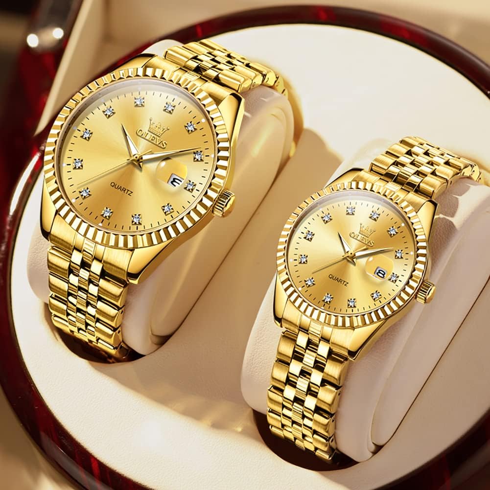 OLEVS Valentines Couple Watch Luxury Fashion His and Hers Wristwatch - Image 3