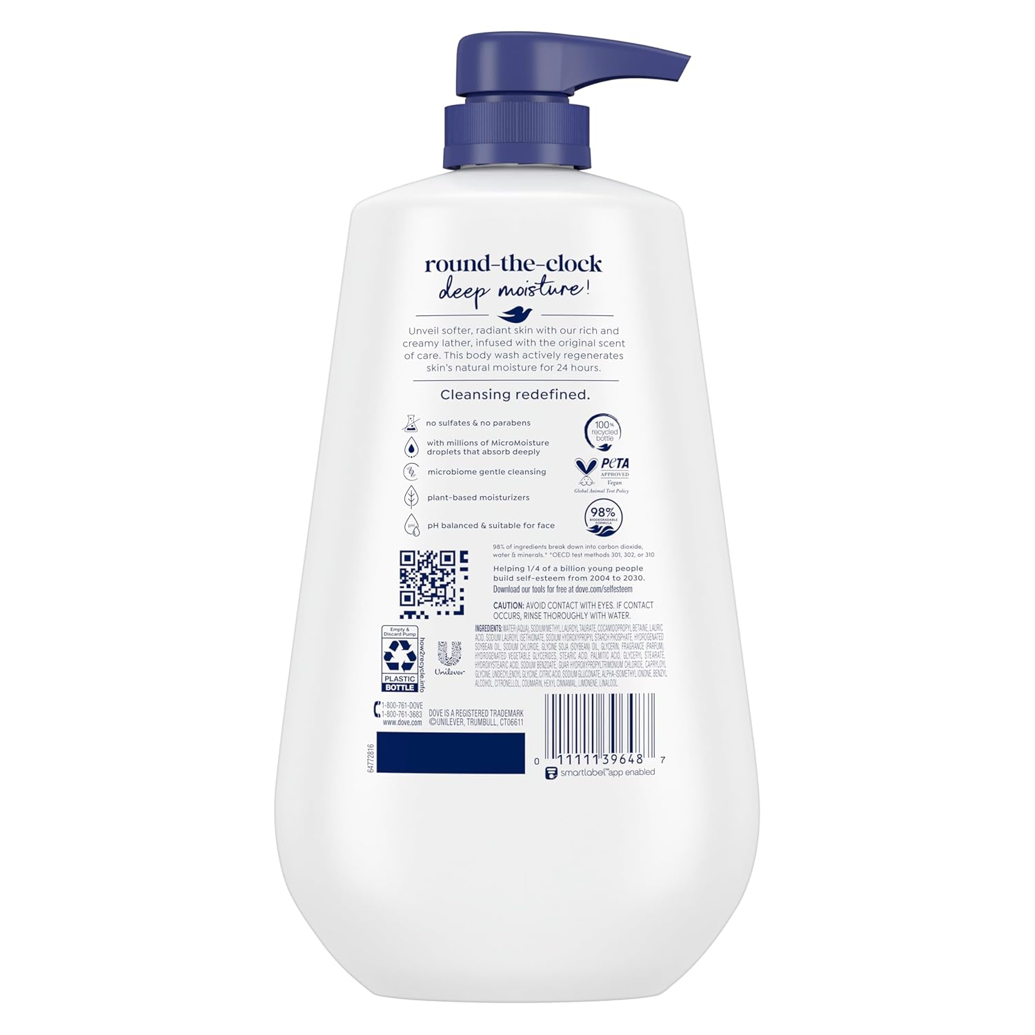 Dove Body Wash Body Wash Deep Moisture 30.6 oz Pump, Sulfate Free | Dove Deep Moisture Body Wash hydrates dry skin for 24 hours with a sulfate-free formula and MicroMoisture technology. - Image 3