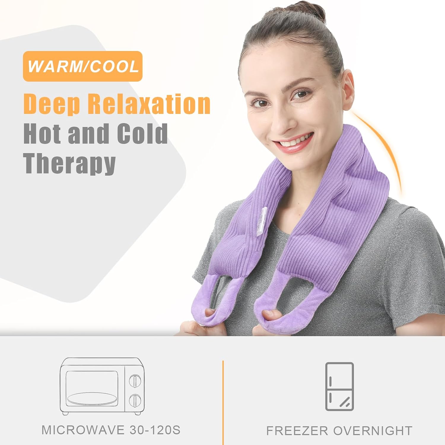 Long Heating Pad for Neck and Shoulders Back 33 x 5.9inches Microwavable Large Moist Heat Pack Warm Hot Compress Neck Wrap Weighted Bag Massage Reusable Herbal Nature Calming Portable - Image 4