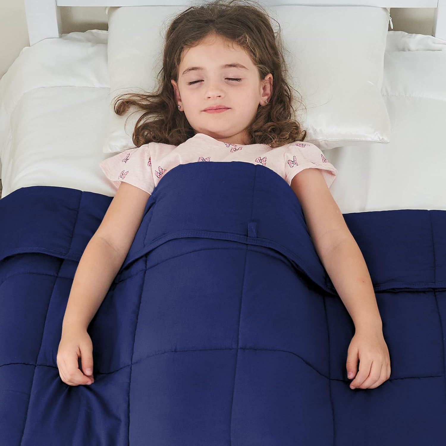 yescool Weighted Throw Blanket 7lbs, 41" x 60", Blue | Cooling Heavy Blanket , Perfect for 60-80 Lbs, Breathable Blanket With Premium Glass Bead, Machine Washable - Image 5