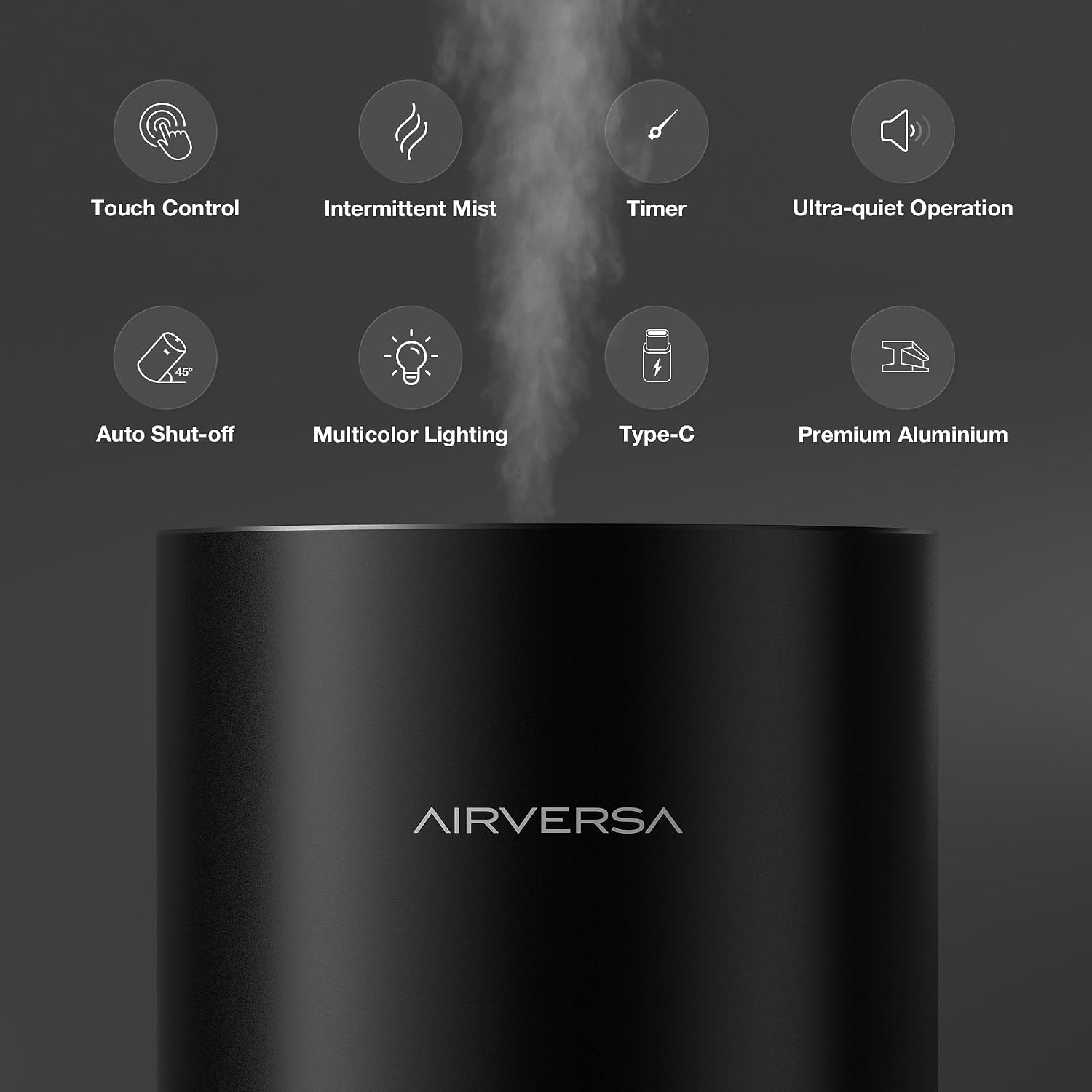 Airversa RD1 Waterless Diffuser for Essential Oil for Home, Room, Black | Up to 600 sq ft, Battery Operated, 100mL Capacity, Multi-mode Ambient Light, Mist Level and Timer Settings, Cold Air - Image 5
