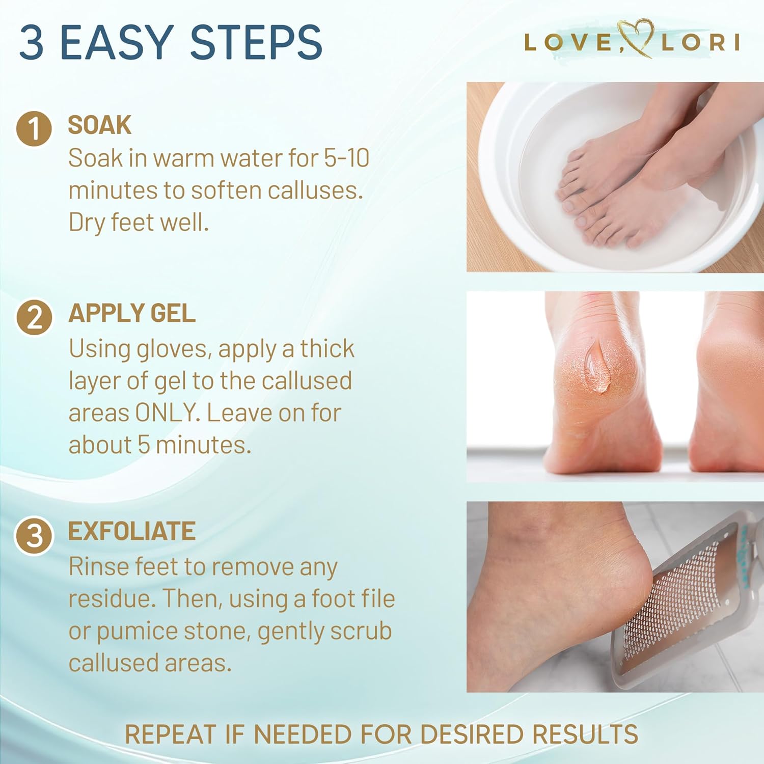 Love Lori Foot Callus Remover Gel Extra Strength Pedicure Tool for Feet 6oz | Quickly, easily, softens and removes dead, hard skin on heels & feet; salon-quality pedicure results at home - Image 4