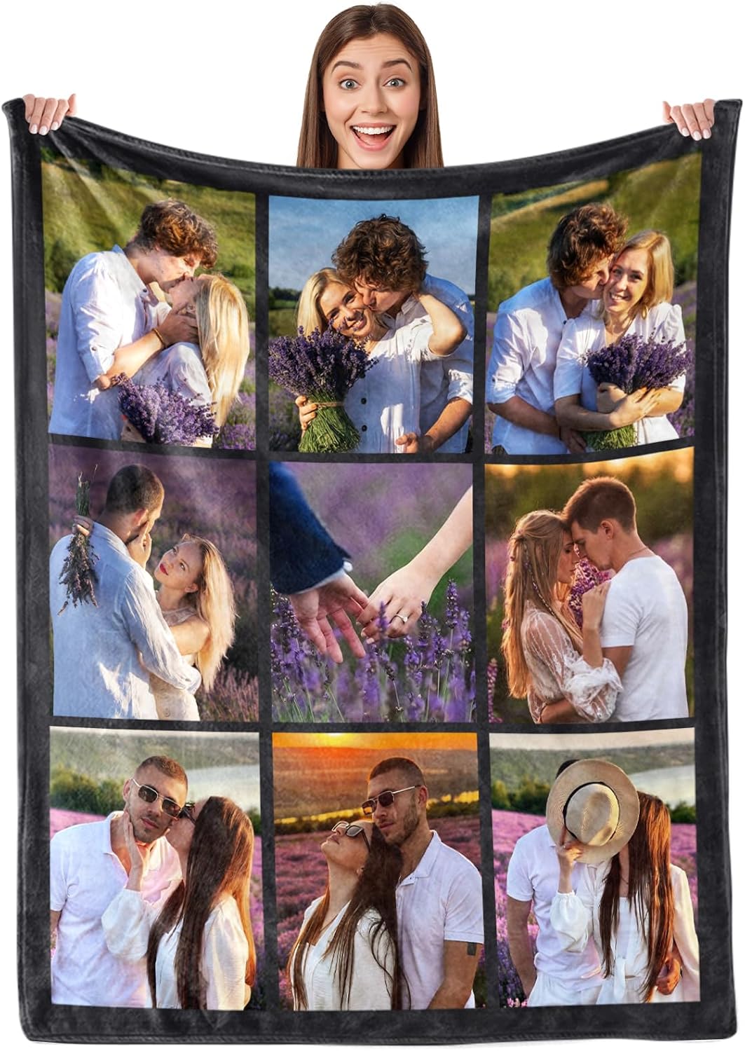Ultragifta Custom Blanket with Picture Girlfriend Boyfriend Gifts Customized Fleece Photo Blanket Personalized Blankets for Couples Birthday Valentines Day Blankets Gifts for Husband Wife