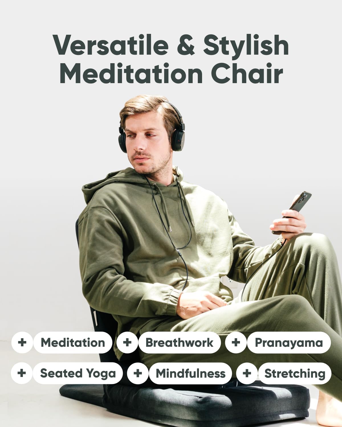 Folding Pro Meditation Chair - Adjustable Meditation Seat with Back Support and Half Moon Buckwheat Meditation Cushion - Comfortable Mindfulness Living Room Floor Chair - Image 5