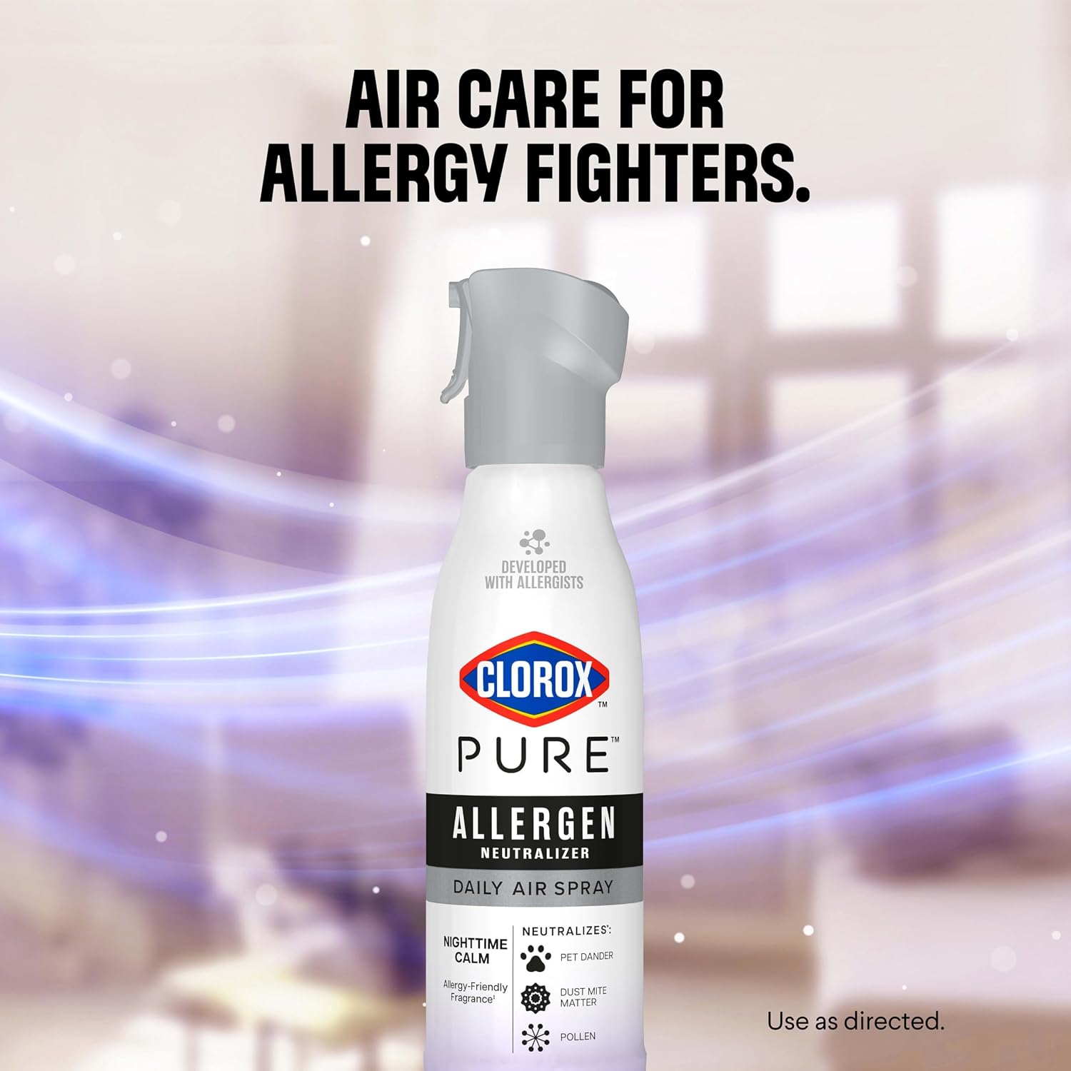 Clorox PURE Allergen Neutralizer Daily Air Spray, Nighttime Calm, 8 oz. | Air Spray for Home, Neutralizes Pet Dander, Dust Mite Matter & Pollen, Developed with Allergists, Allergen-Friendly Fragrance - Image 4