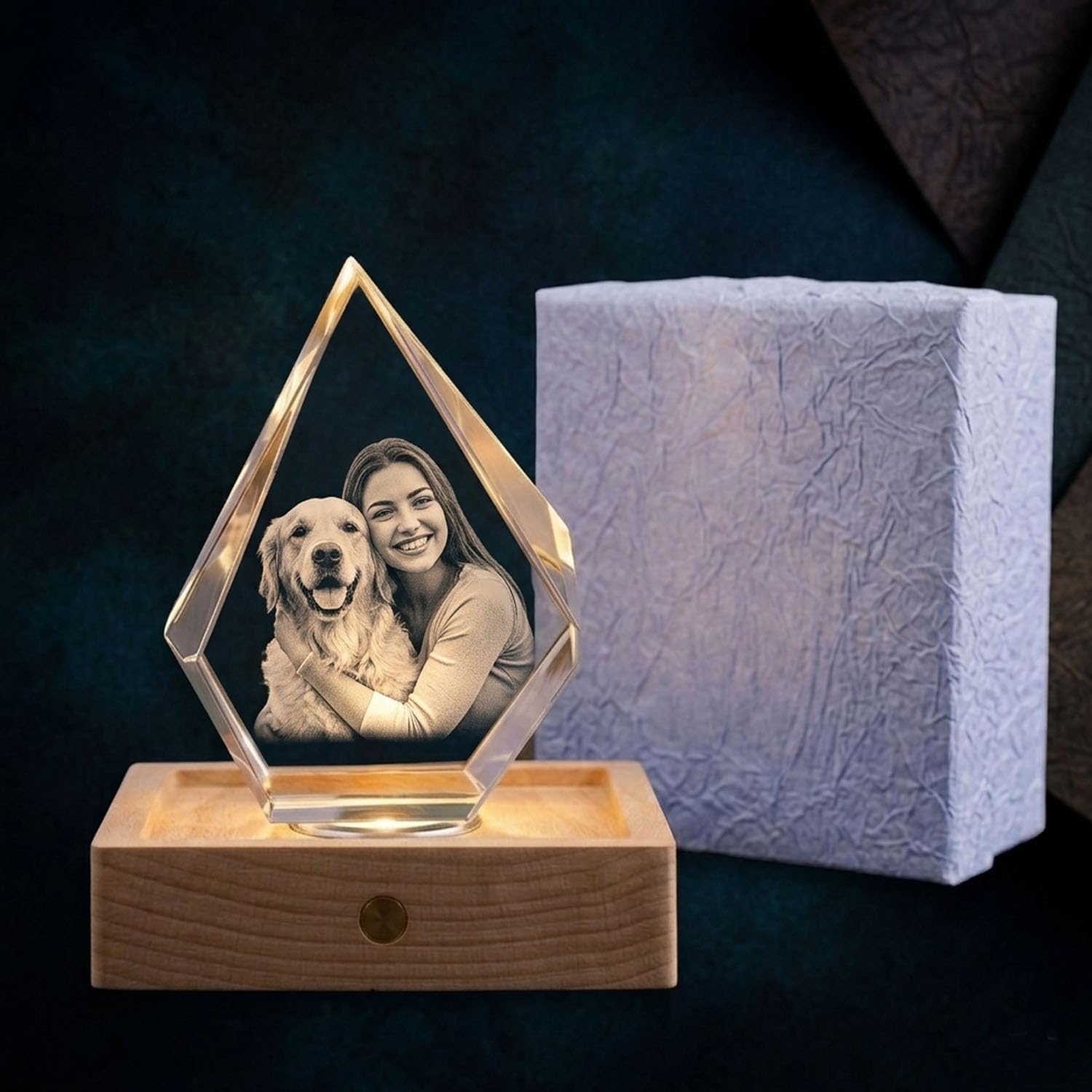Personalized Memorial Gifts for Dog, 3D Crystal Photo with Base, Customized Engraved Crystal Keepsake Pet Remembrance Gift, Memorial Gifts for Loss of Dog Sympathy Gift - Image 3