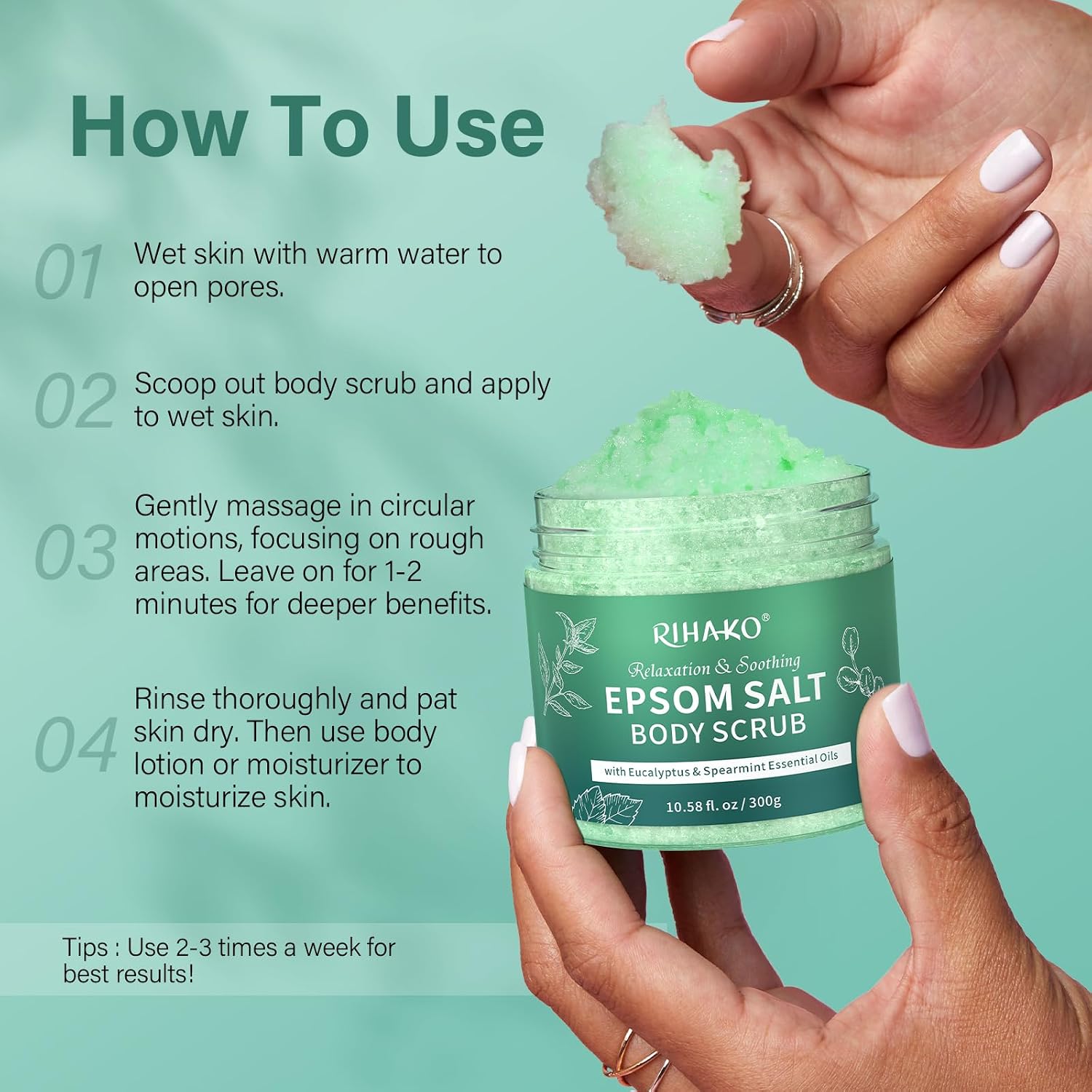 Eucalyptus Epsom Salt Body Scrub,Exfoliating detox body scrub,Relax & Relief with Eucalyptus & Spearmint Essential Oils, Deeply Nourishes for Smooth, Radiant Skin–Valentine’s Day Gift for Her/Him - Image 7