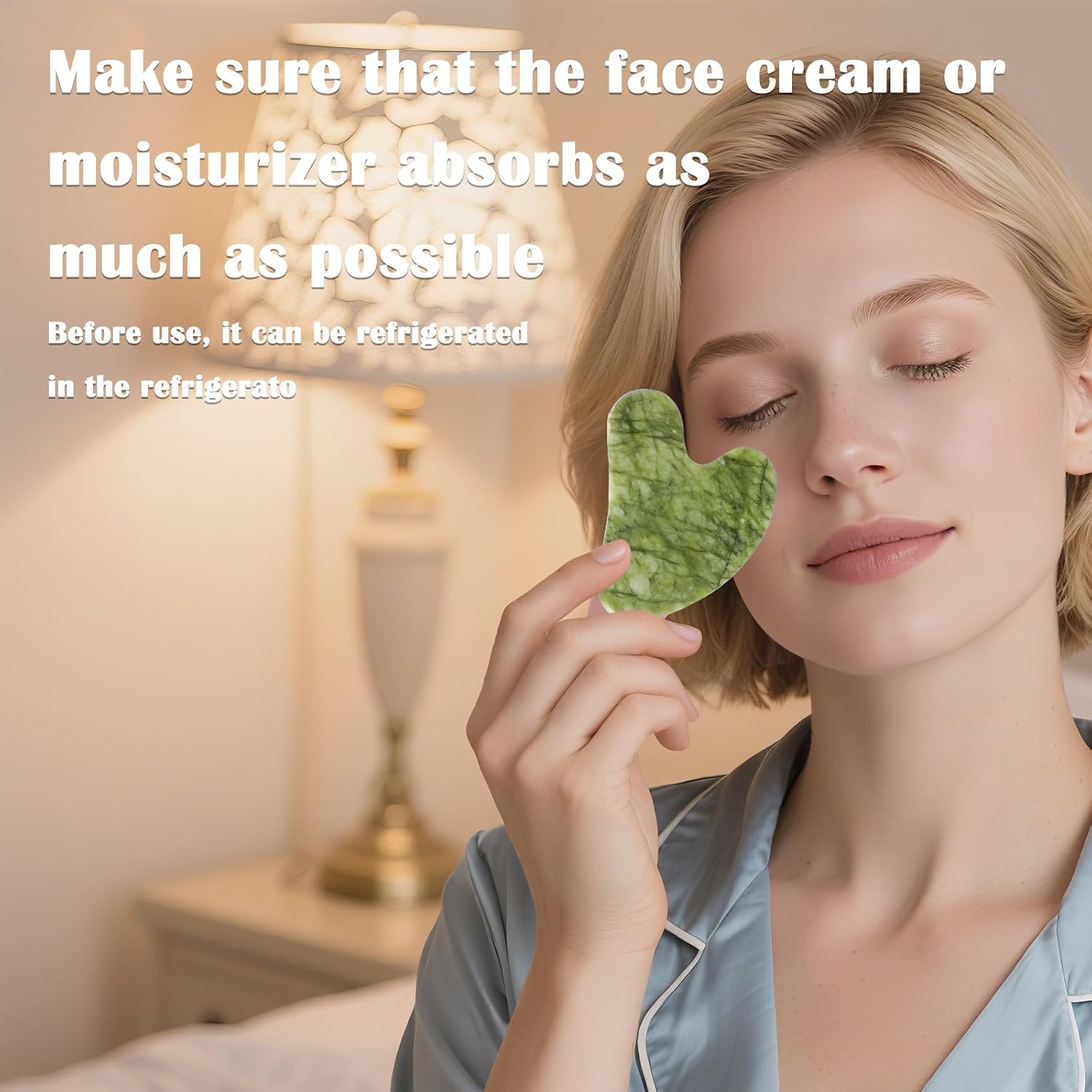 Jade Roller Gua Sha Tools - Nature Gua Sha Facial Tool Skin Tightening Face Massager Anti-Aging Jade Face Roller Puffiness Reducing Guasha Stone for Women Men(Green) - Image 3