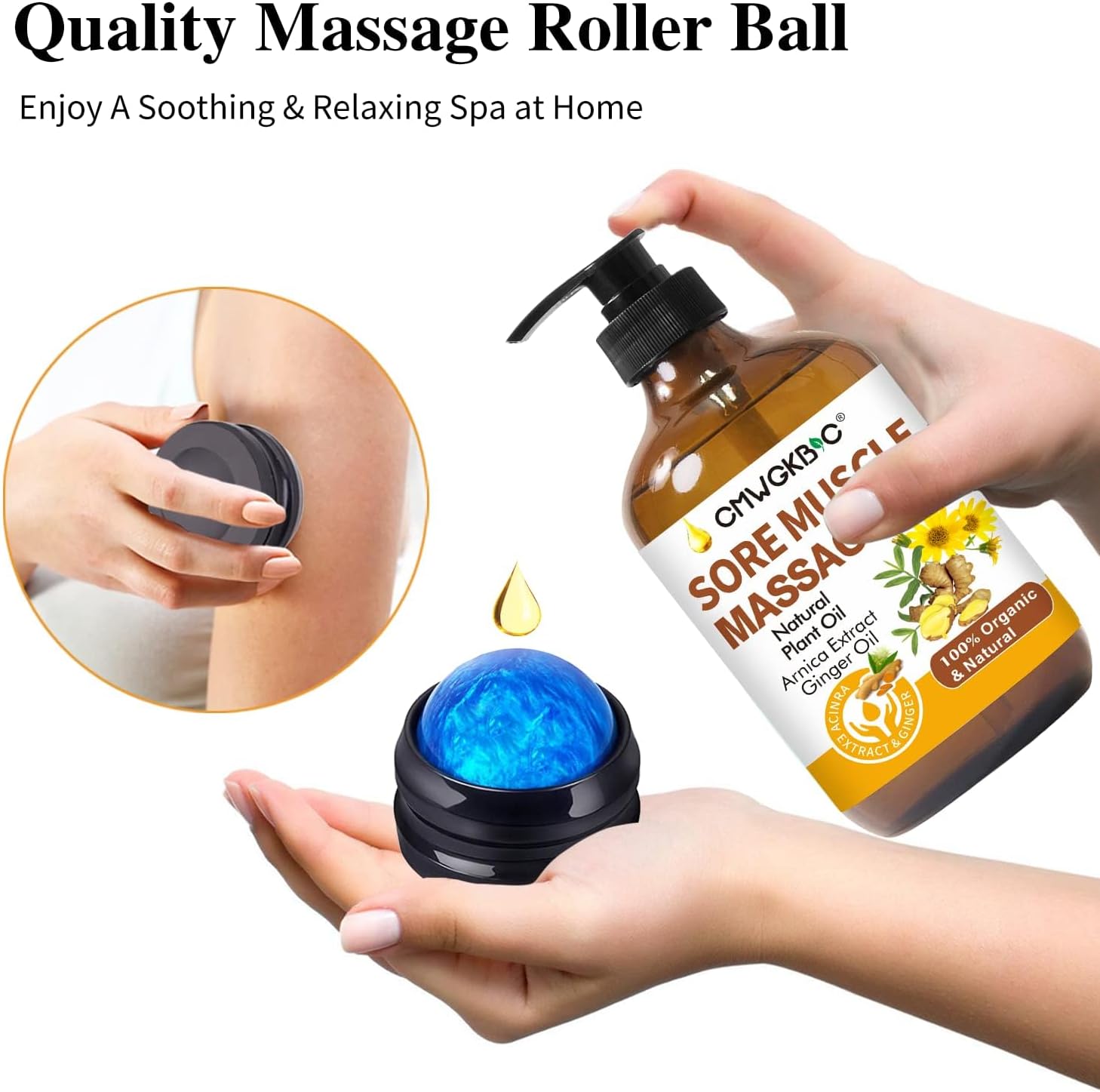 Massage Oil for Massage Therapy,Lymphatic Drainage-Ginger Oil Sore Muscle Arnica Oil&Lavender Oil Relaxing Massage Oils for Date Night,Massage Ball,Body Oil for Women,Mens Gifts,Birthday Gifts for Men - Image 6