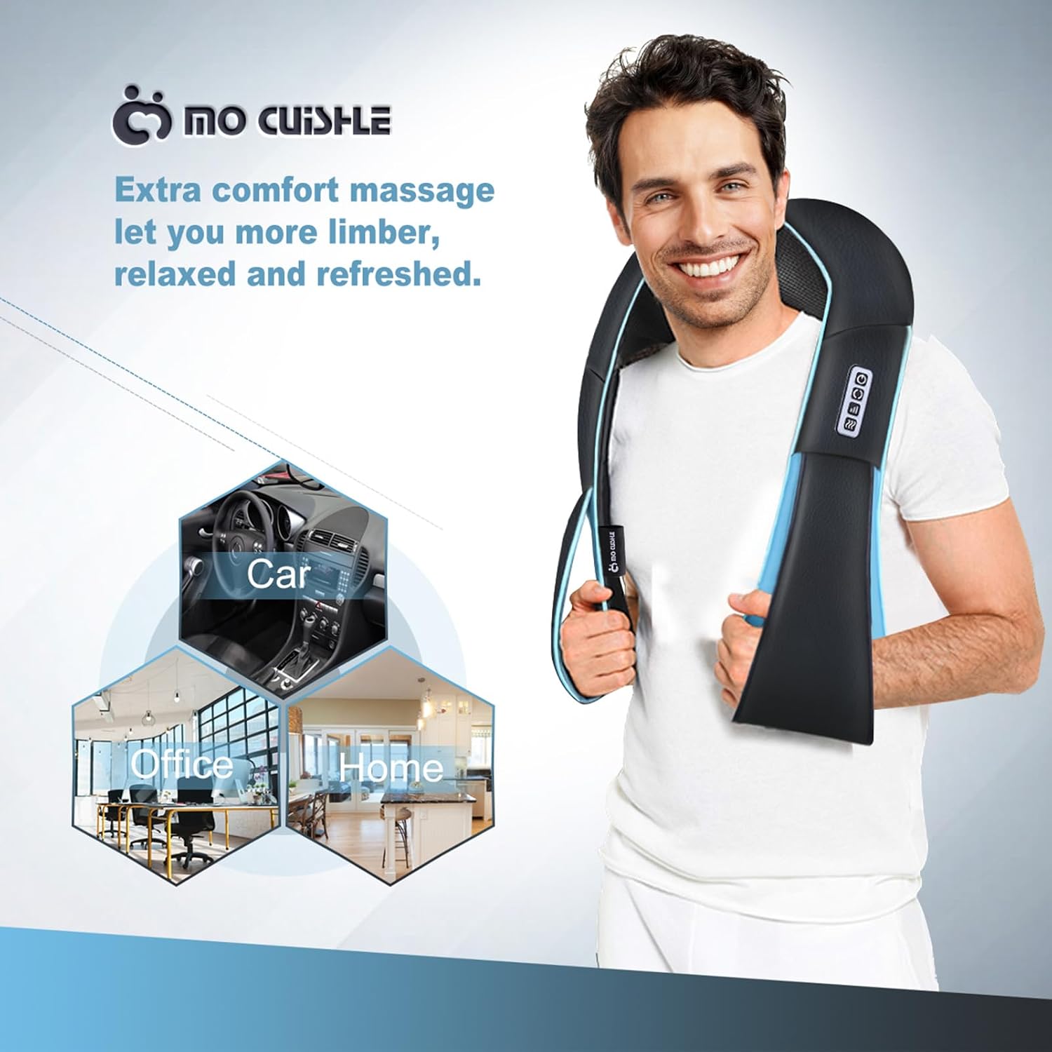 Mo Cuishle Shiatsu Back Shoulder and Neck Massager with Heat, Electric Deep Tissue 4D Kneading Massage, Best Gifts for Women Men Mom Dad, Fathers Day, Mothers Day, Christmas Gifts - Image 2