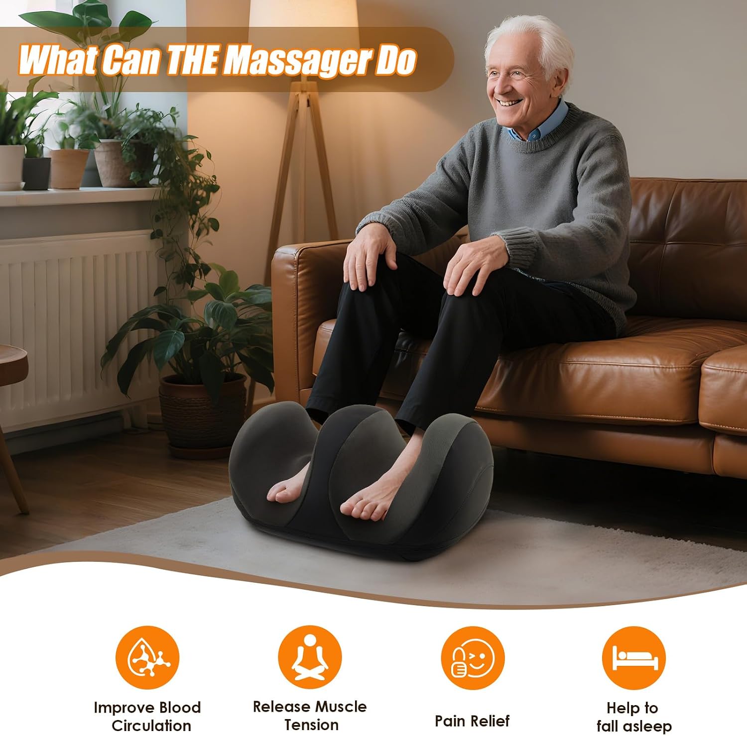 Shiatsu Foot Massager, Foot and Calf Massager with Heat, Black | 3 Intensity Levels, Heating, Auto Shut Off, for Feet, Calves, Arms and Ankles, for Plantar Fasciitis, Pain Relief - Image 8
