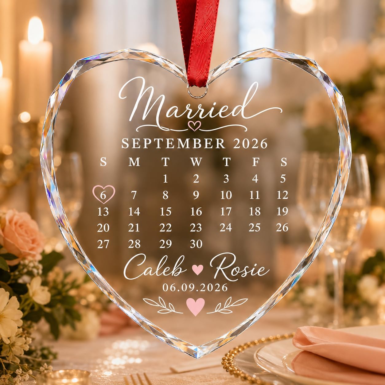 Mr Mrs Ornament - Christmas Wedding Gift for Husband, Wife - Merry & Married Glass Ornament - Our 1st Christmas Mr Mrs Gifts for Newlywed Couple, Bride, Groom - Image 6
