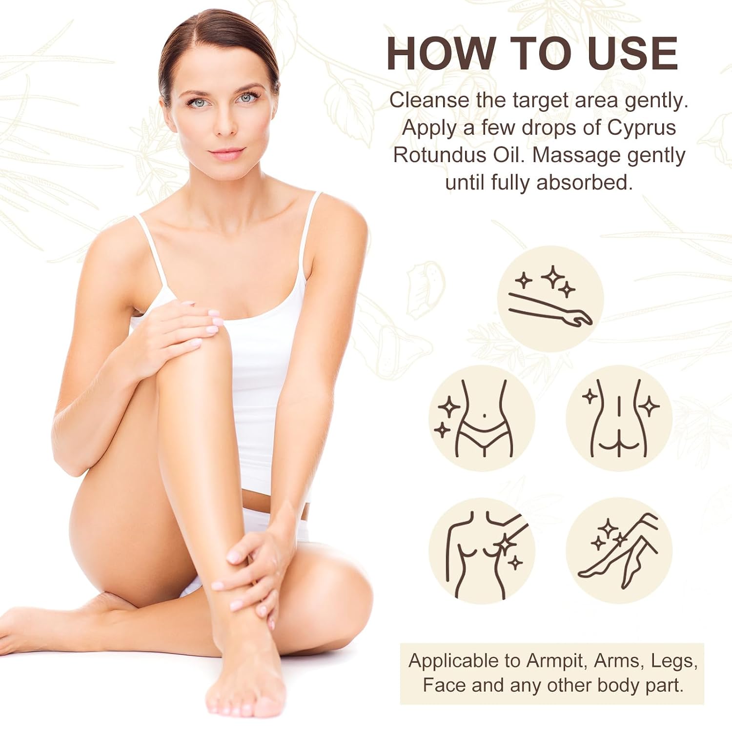 Cyprus Rotundus Oil for Hair Removal - Reducing Body Hair Growth | 100% Pure Cyperus Rotundus Essential Oil for Smooth Skin & Hair Removal, 60ml - Image 3