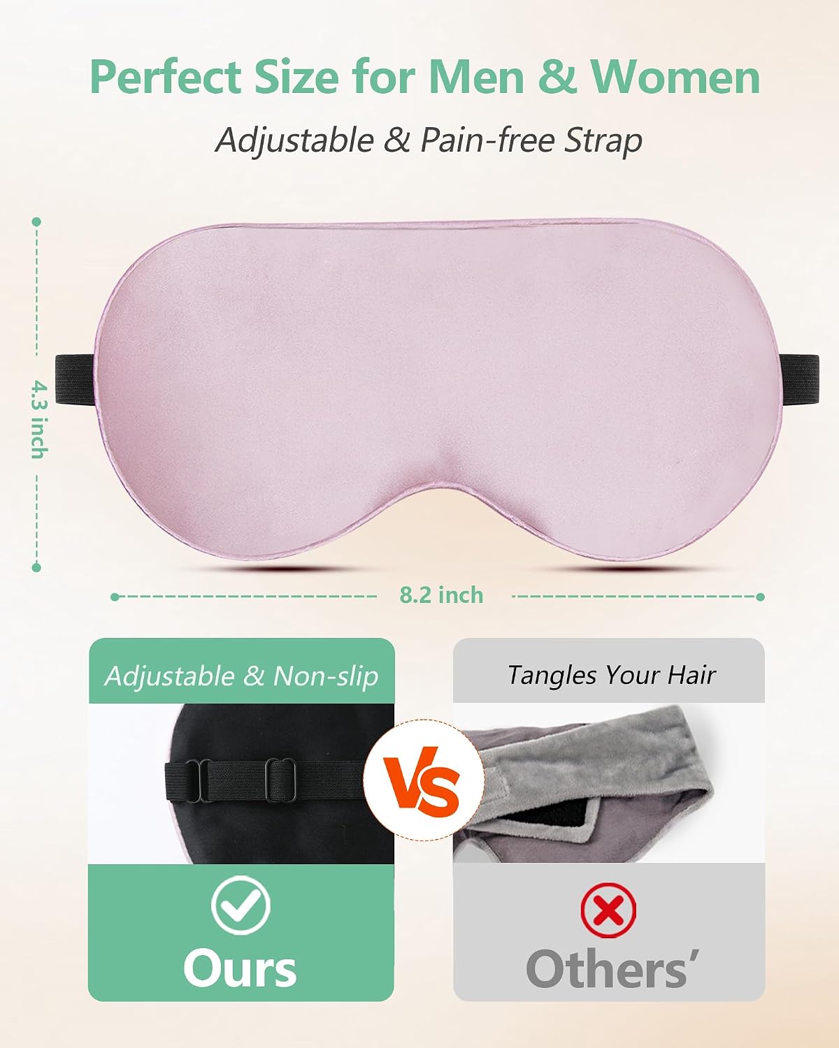 BeeVines 100% Mulberry Silk Sleep Mask, Light Blocking Eye Masks (2 Packs) | Natural Pure Silk Eye Shade, Real Silk Eye Cover for Sleeping, with Adjustable Strap, Reduces Puffy Eyes, Traveling Gifts - Image 4
